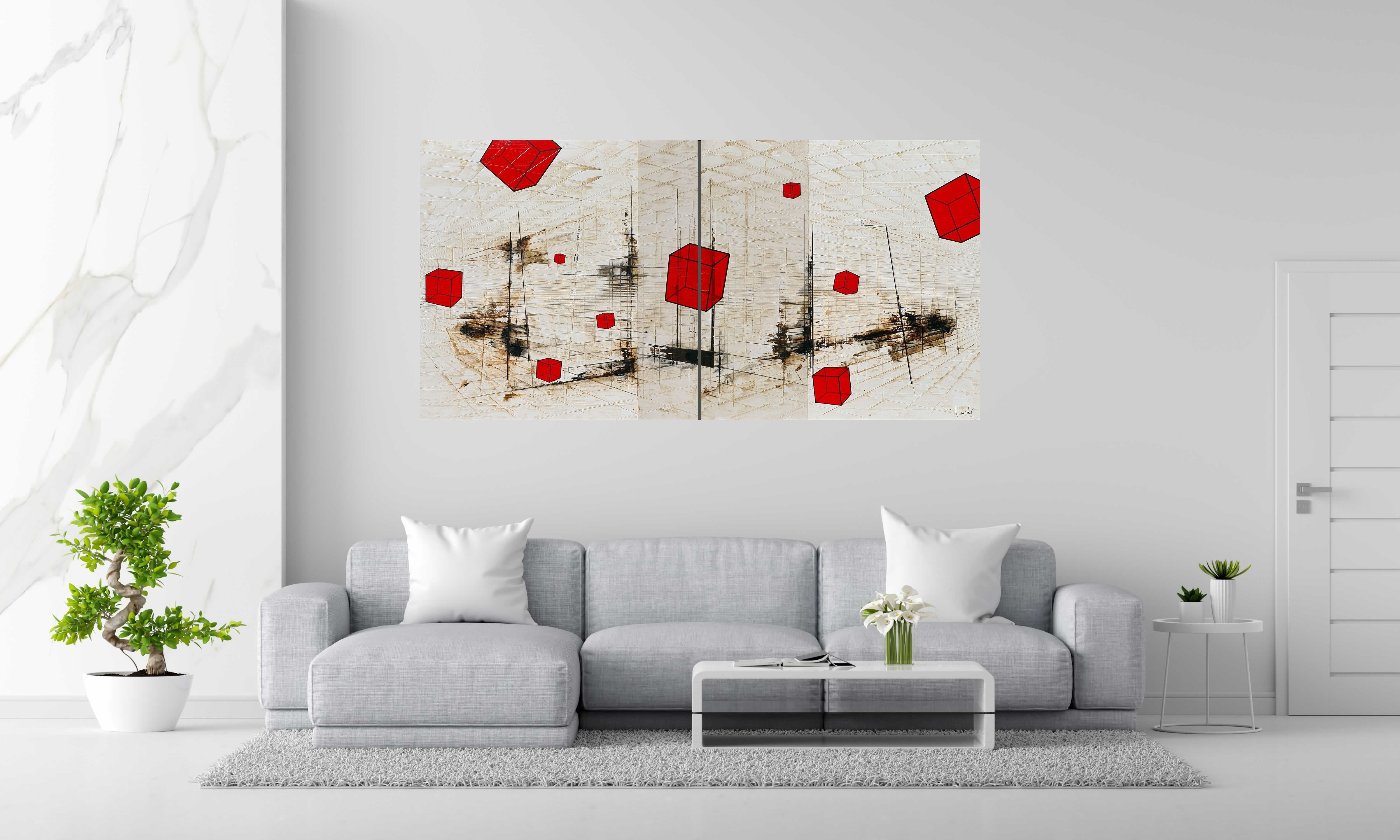 Tableau SPLIT de LUDOVIC MERCHER dans un intérieur – 200 × 100 cm