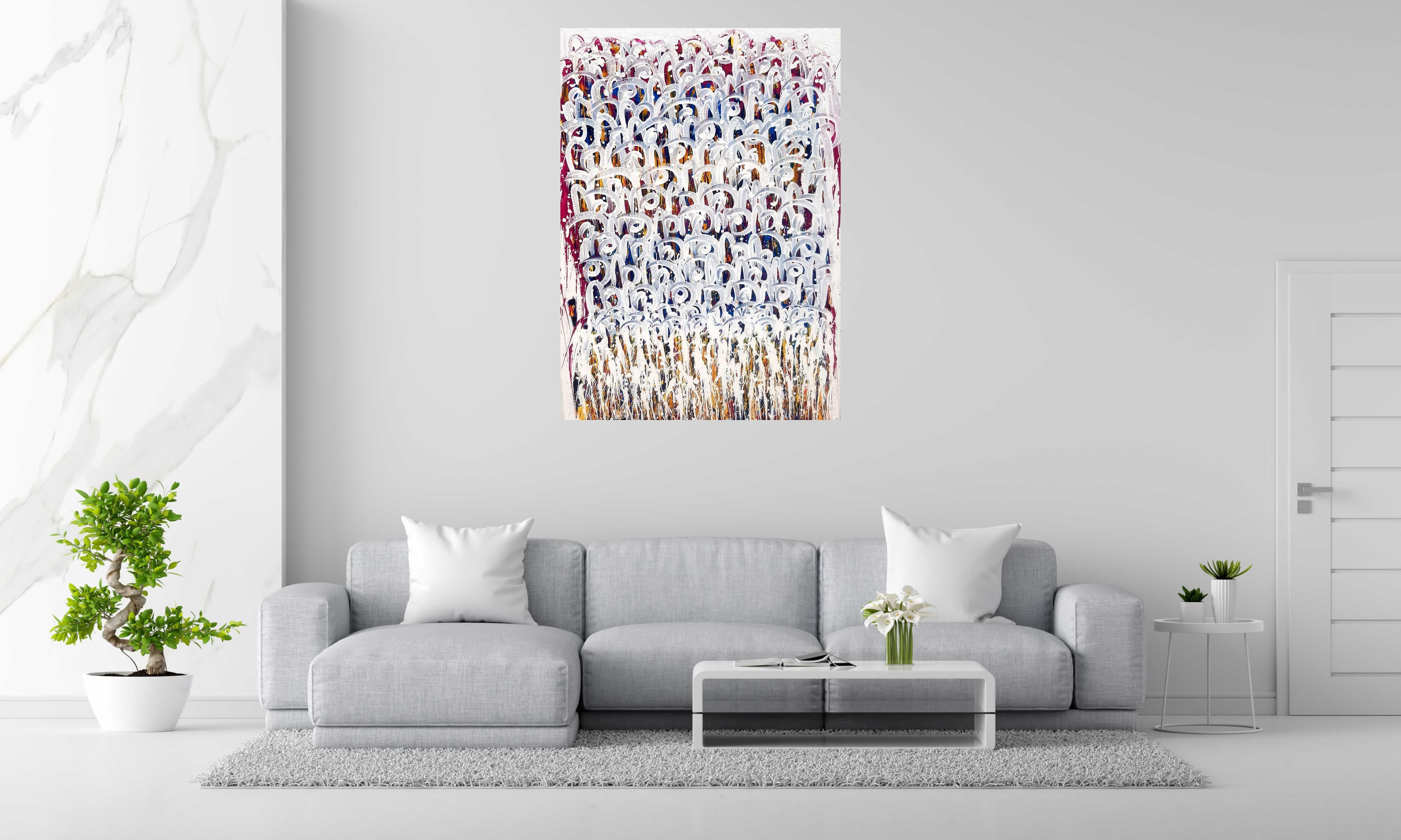 Tableau NONAME AURORE 2019 de STEPHANE RIME dans un intérieur – 140 × 100 cm
