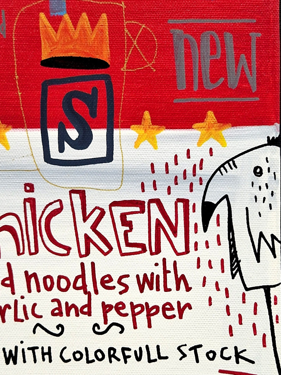 Tableau Campbell's Pop Soup de TAREK dans un intérieur – 19 × 27 cm