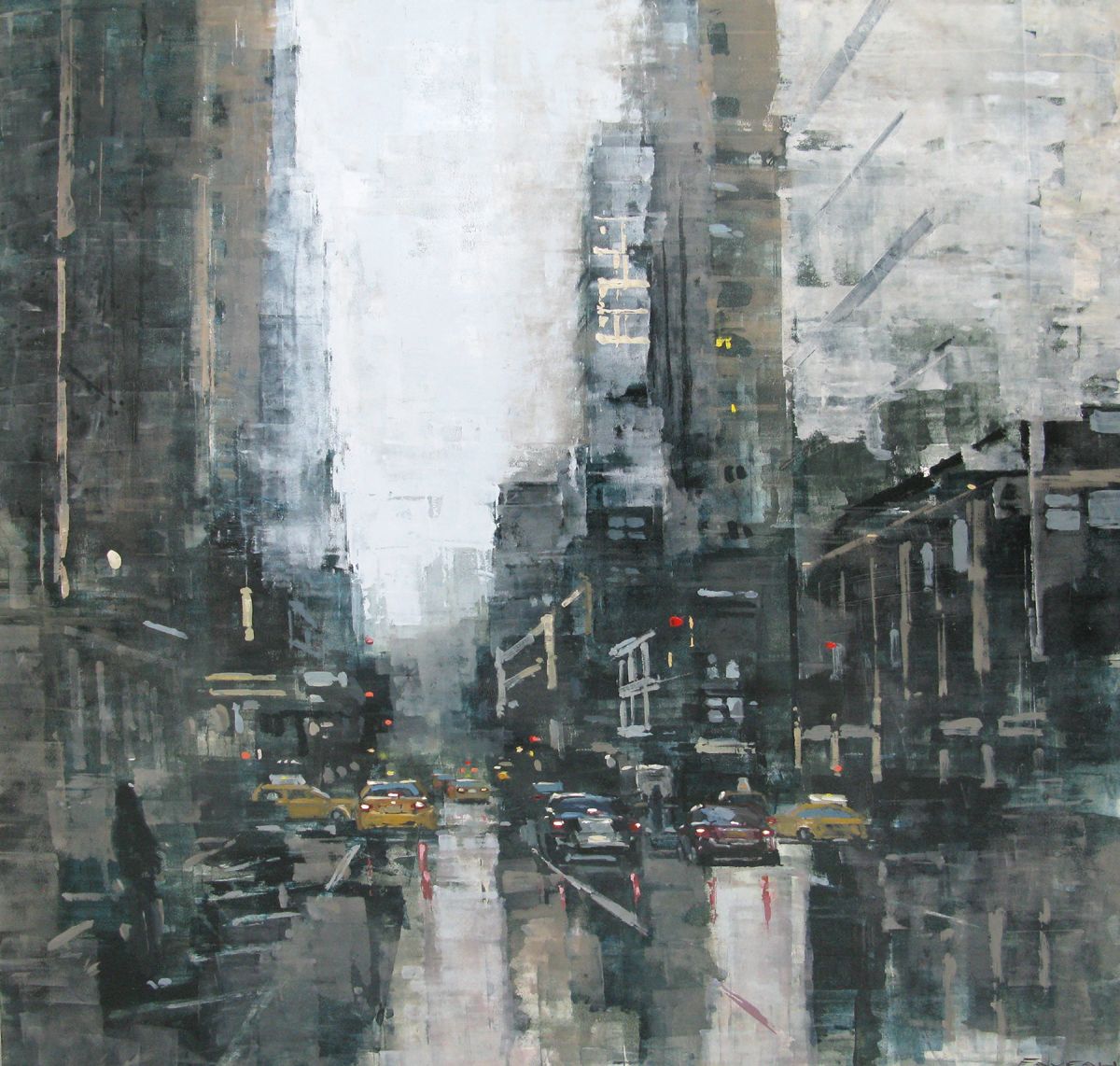 Tableau figuratif format xxl Manhattan Evening Storm – ADRIEN FAVEAU – 100 × 100 cm