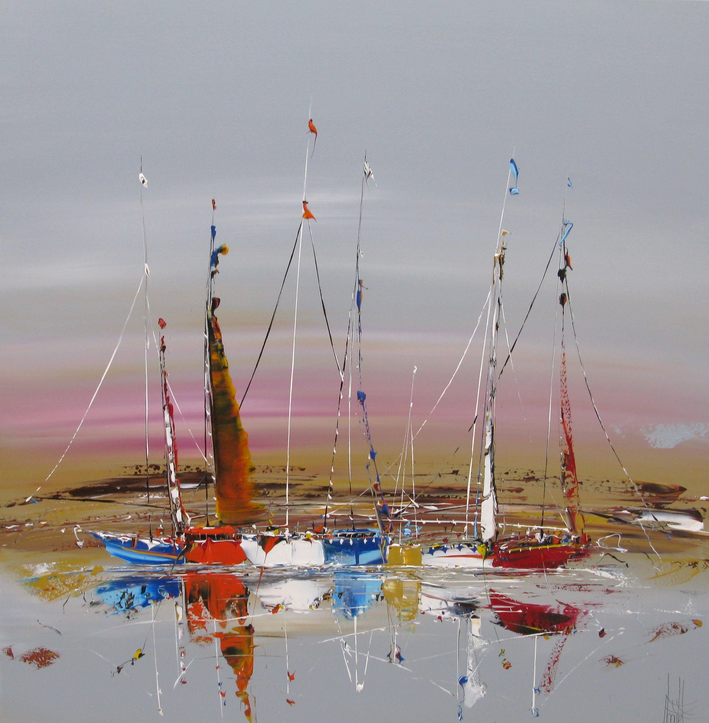 Tableau figuratif format xxl bleu MARINE ABSTRAITE 70 – F. BOUTET – 120 × 120 cm