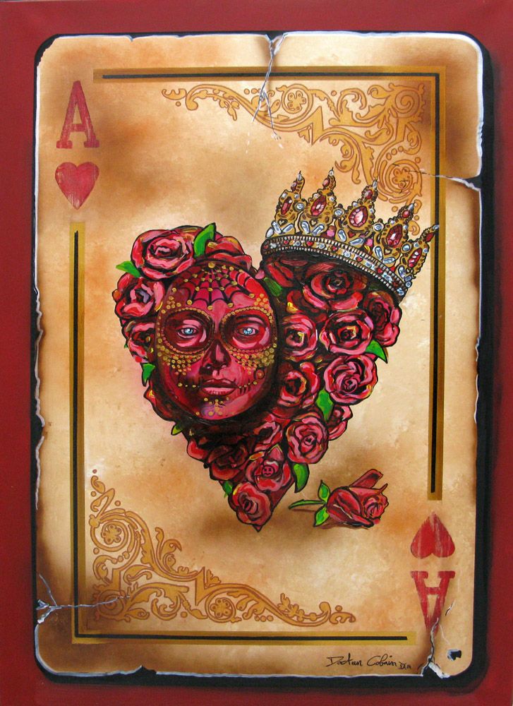 Tableau figuratif format xxl Le coeur rose – Docteur Cobain – 89 × 130 cm