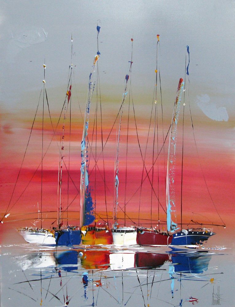 Tableau figuratif format xxl MARINE ABSTRAITE 2025-107 – F. BOUTET – 73 × 100 cm