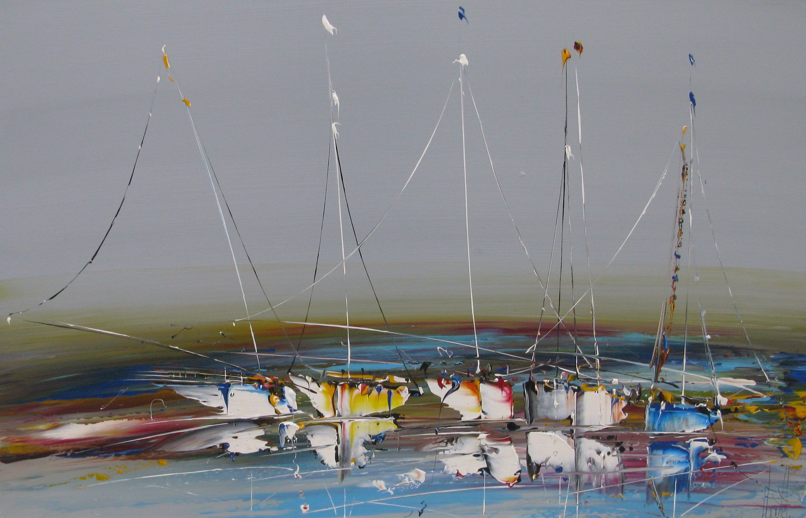 Tableau figuratif format xxl gris MARINE ABSTRAITE 73 – F. BOUTET – 116 × 73 cm