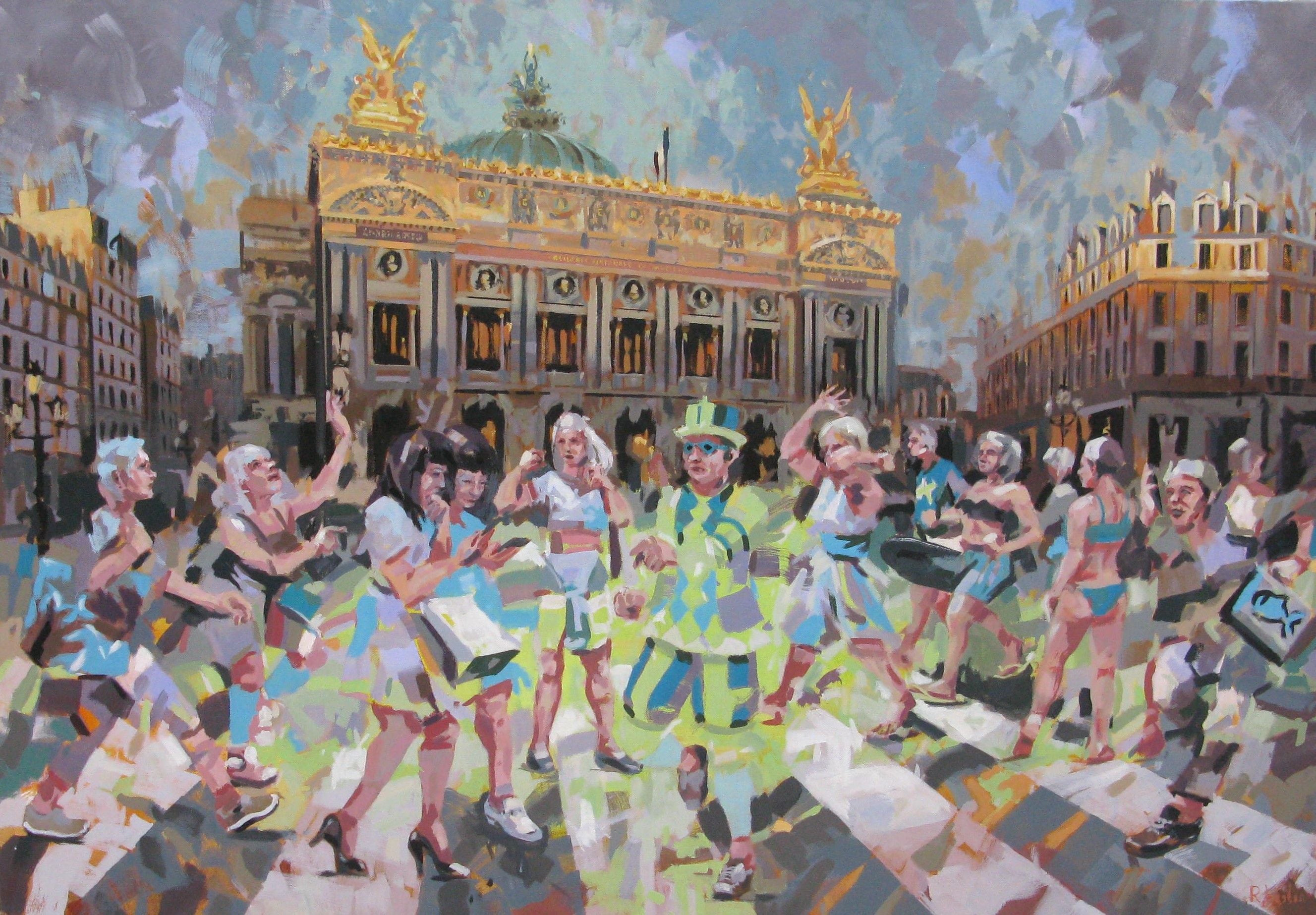 Tableau figuratif format xxl Devant l'opéra – HEATON RUDYARD – 89 × 130 cm