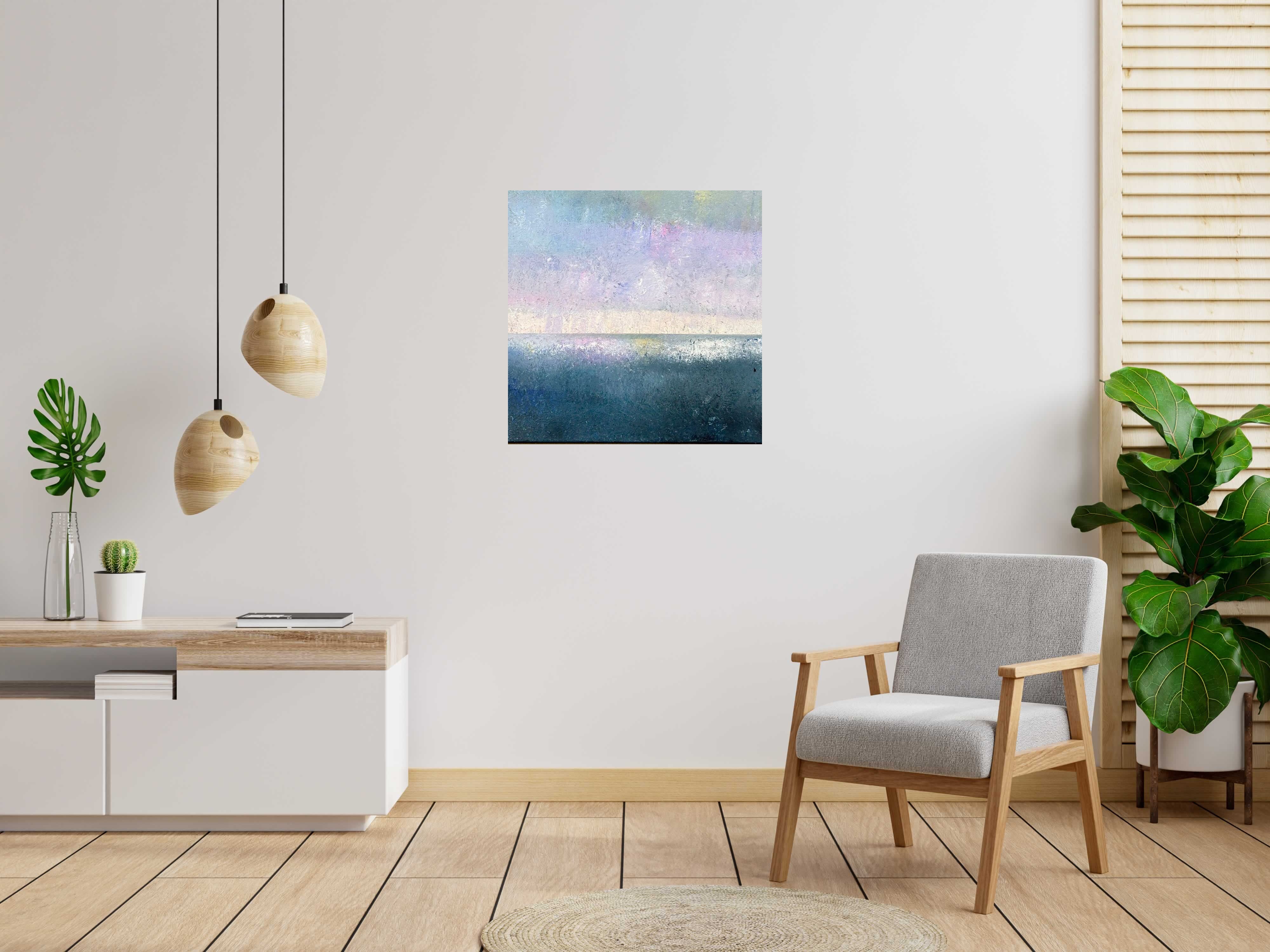 Tableau Dolphins de N MAFFRE dans un intérieur – 80 × 80 cm