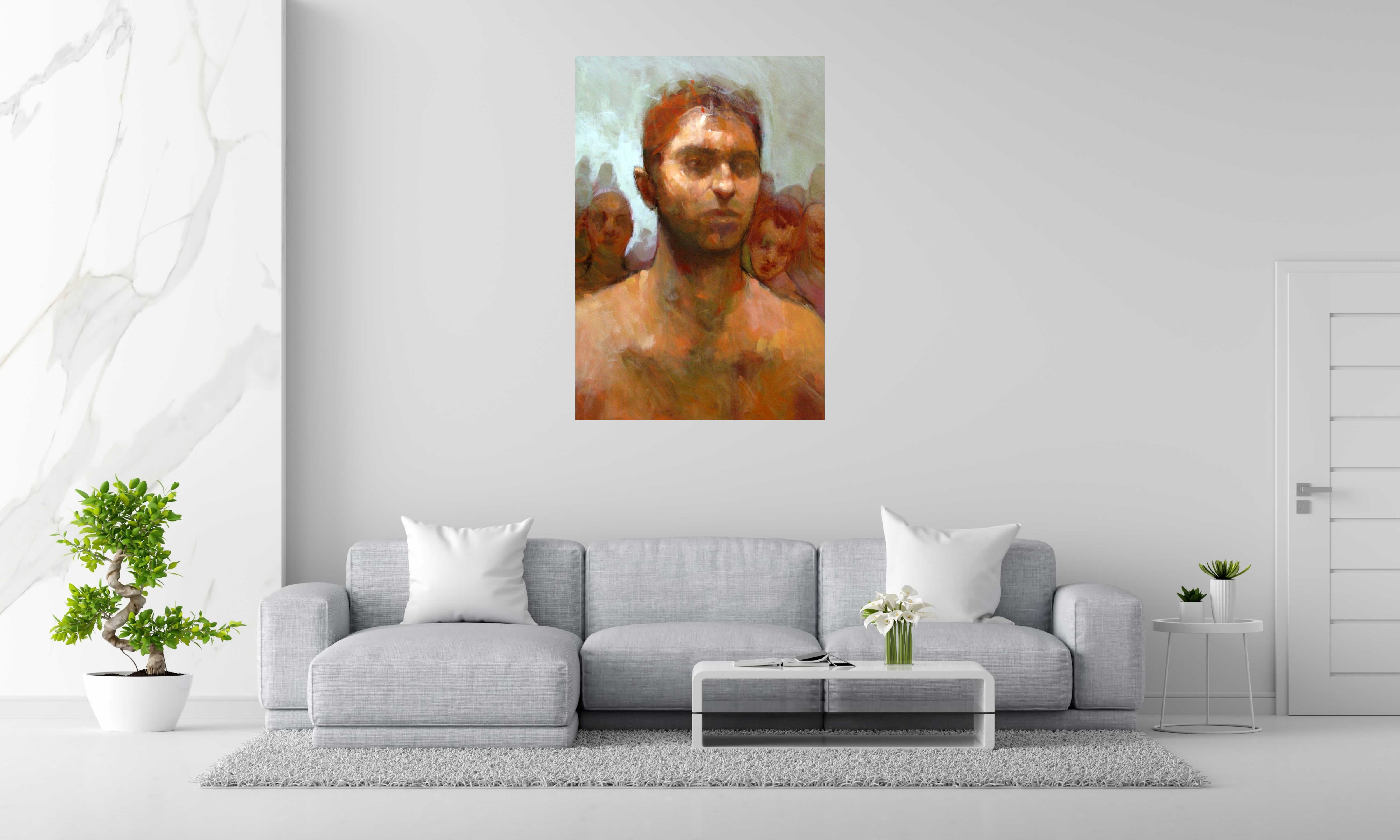 Tableau THE THEBAN de OLIVIER MASSEBEUF dans un intérieur – 130 × 89 cm