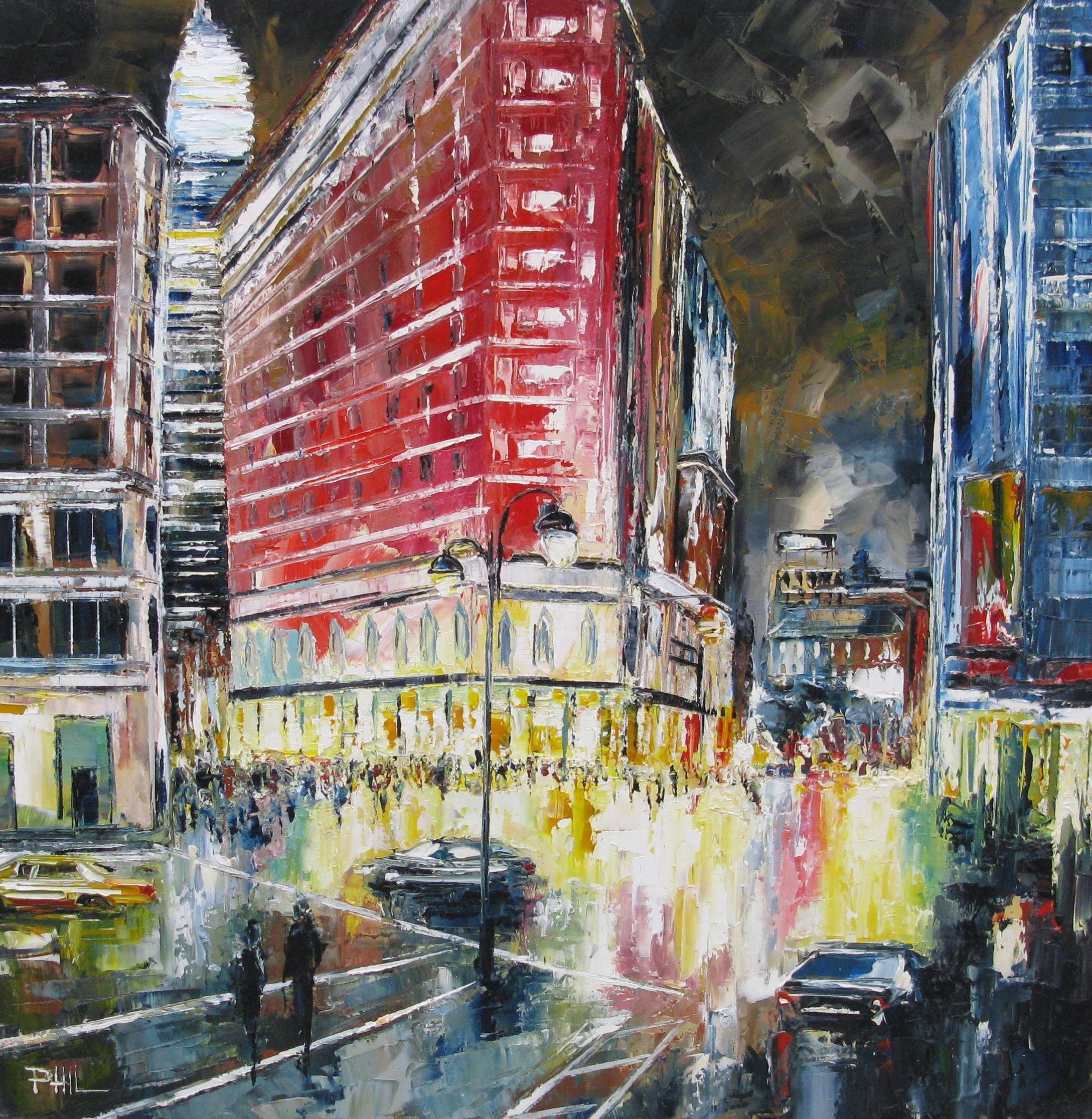 Tableau figuratif format xxl Night of NY – PHIL – 80 × 80 cm
