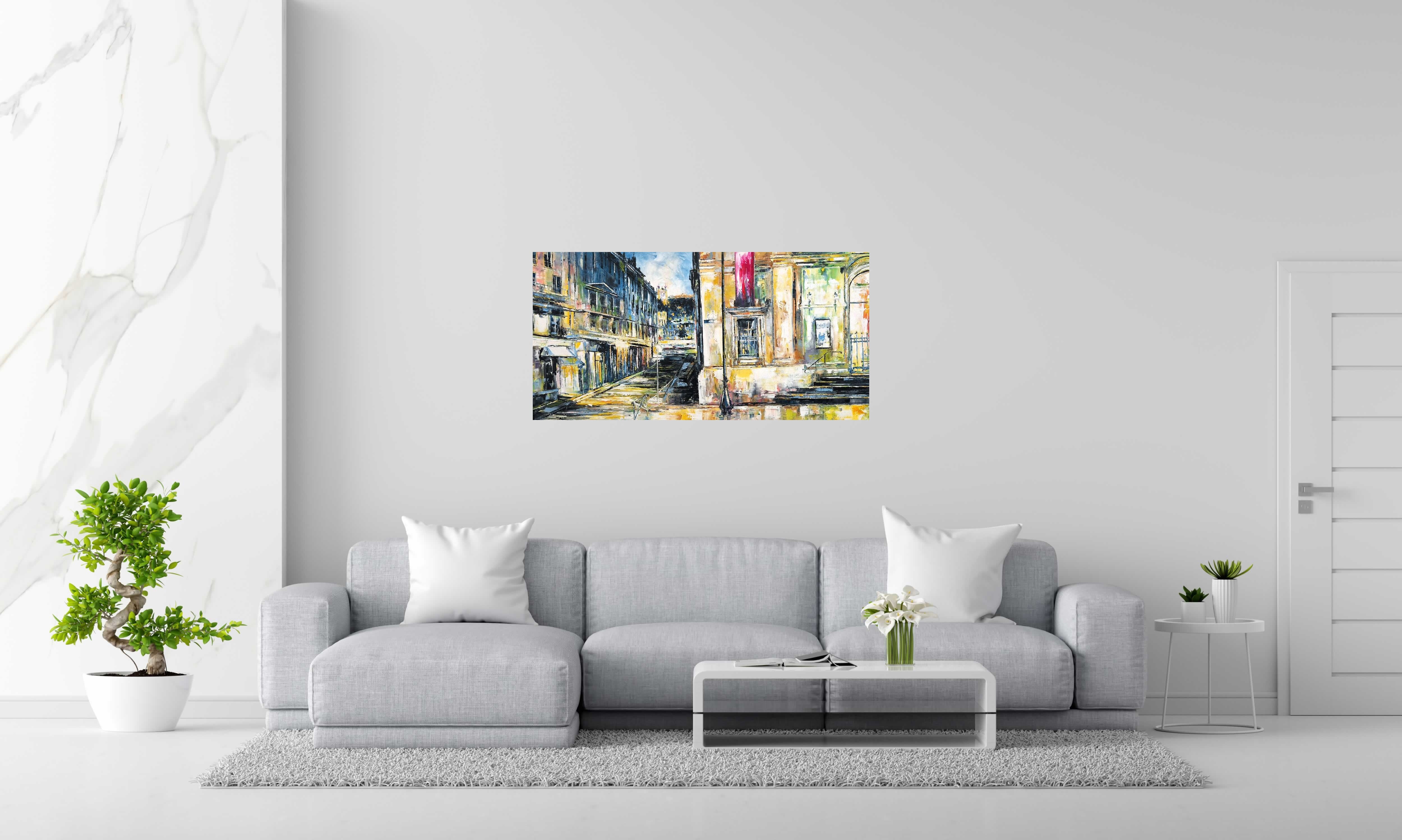Tableau Place des Célestins Lyon de PHIL dans un intérieur – 120 × 60 cm