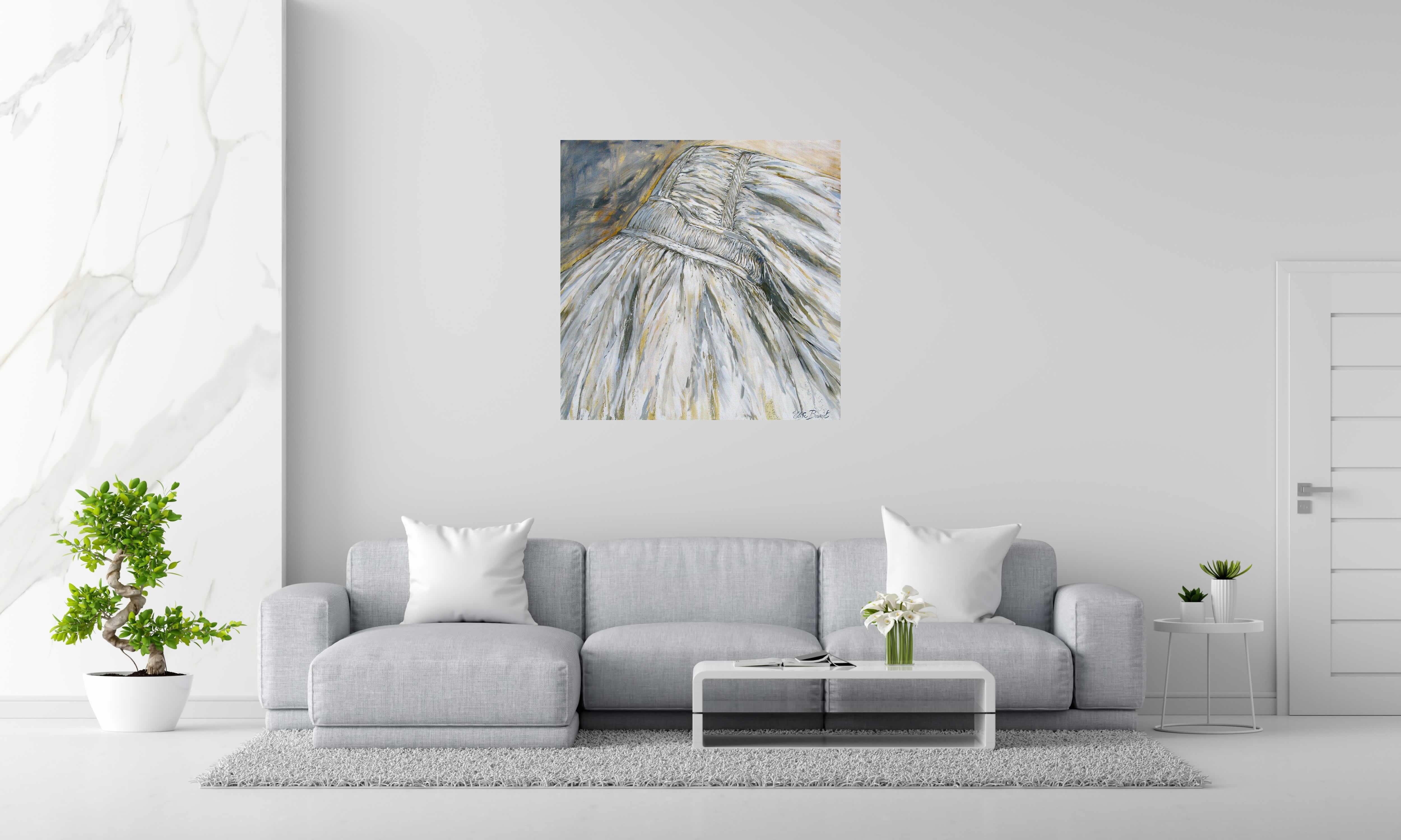 Tableau Rose de ELISE BARAT dans un intérieur – 100 × 100 cm