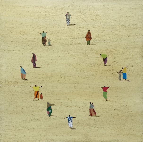 Tableau figuratif grand format African circle – MARCOS ZRIHEN NOWOTNY – 80 × 80 cm