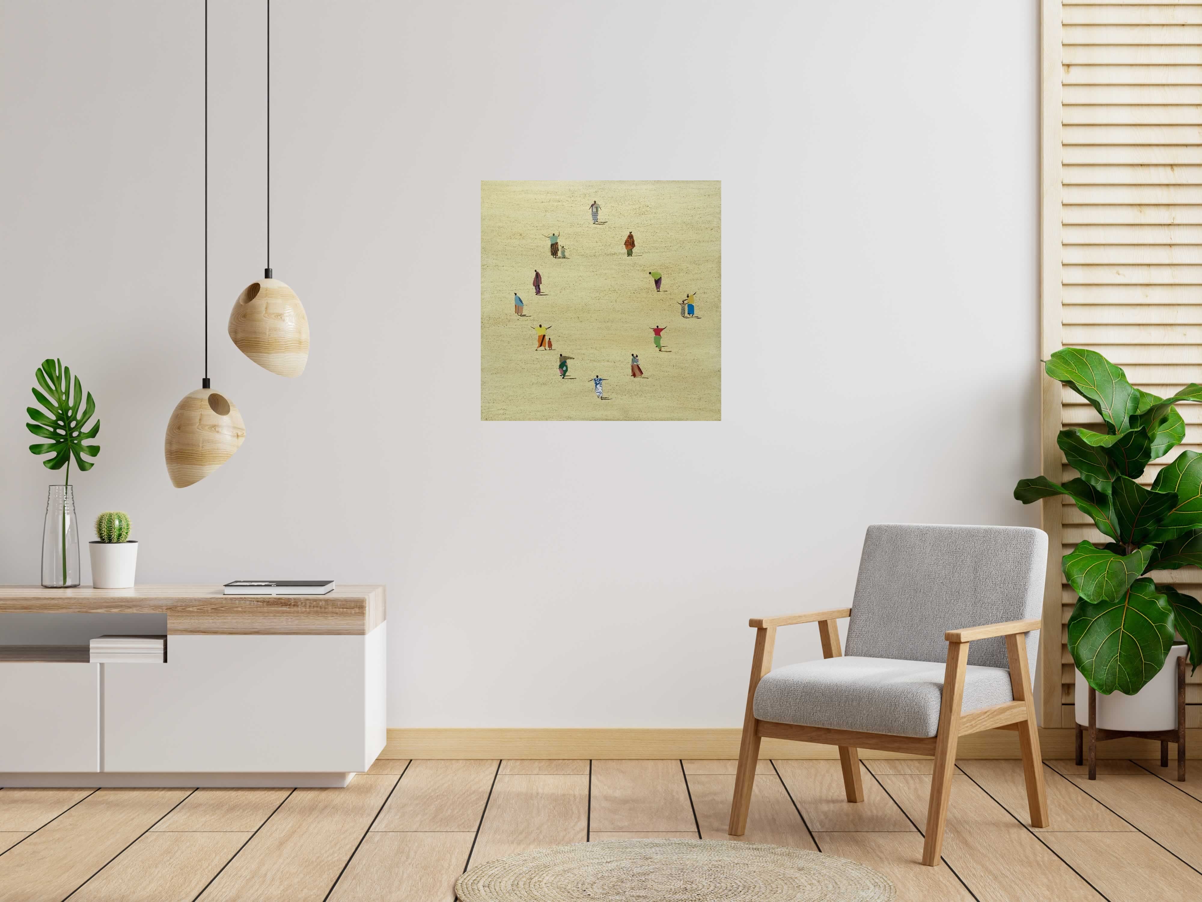 Tableau African circle de MARCOS ZRIHEN NOWOTNY dans un intérieur – 80 × 80 cm