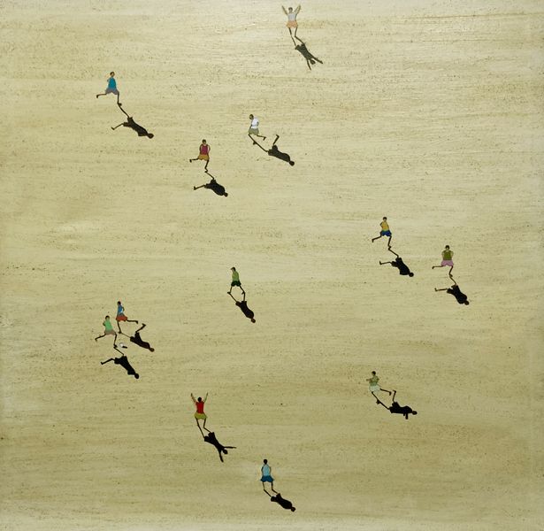 Tableau figuratif grand format Match de foot – MARCOS ZRIHEN NOWOTNY – 100 × 100 cm