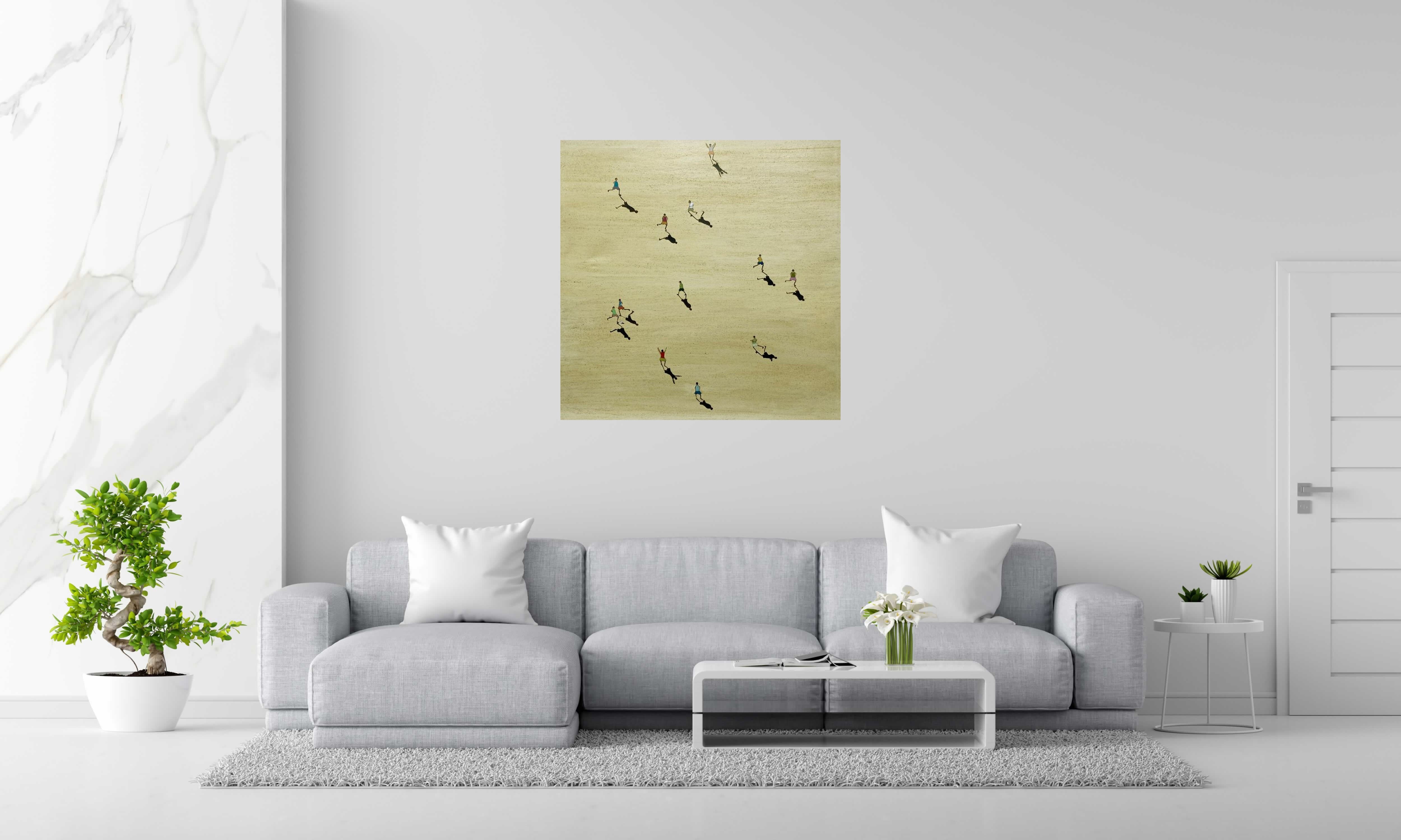 Tableau Match de foot de MARCOS ZRIHEN NOWOTNY dans un intérieur – 100 × 100 cm