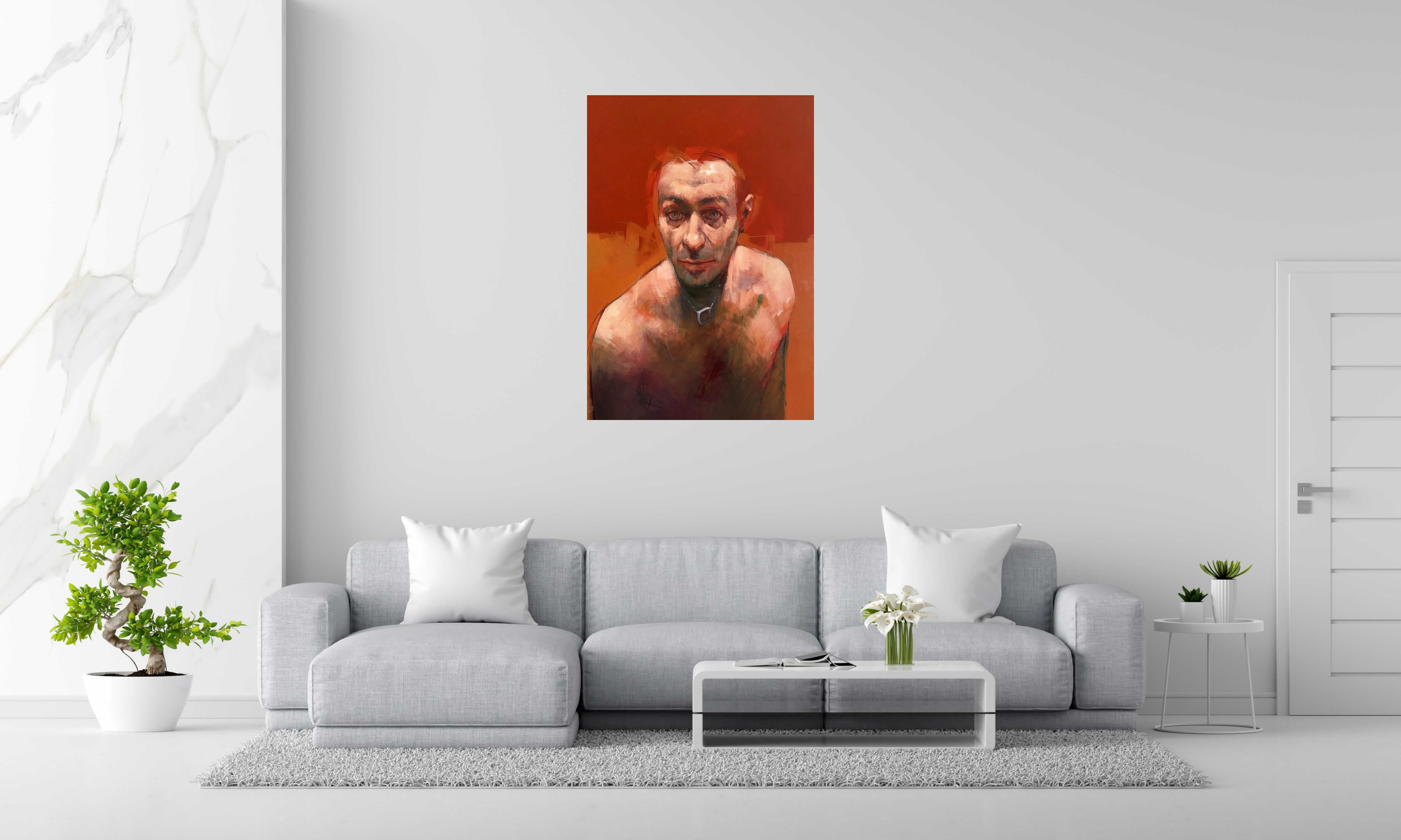 Tableau Unfathomable depth 1 de OLIVIER MASSEBEUF dans un intérieur – 81 × 116 cm