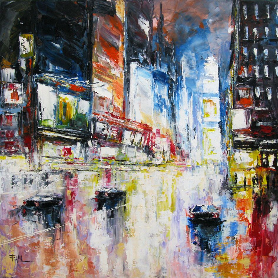 Tableau figuratif grand format Timesquare – PHIL – 90 × 90 cm