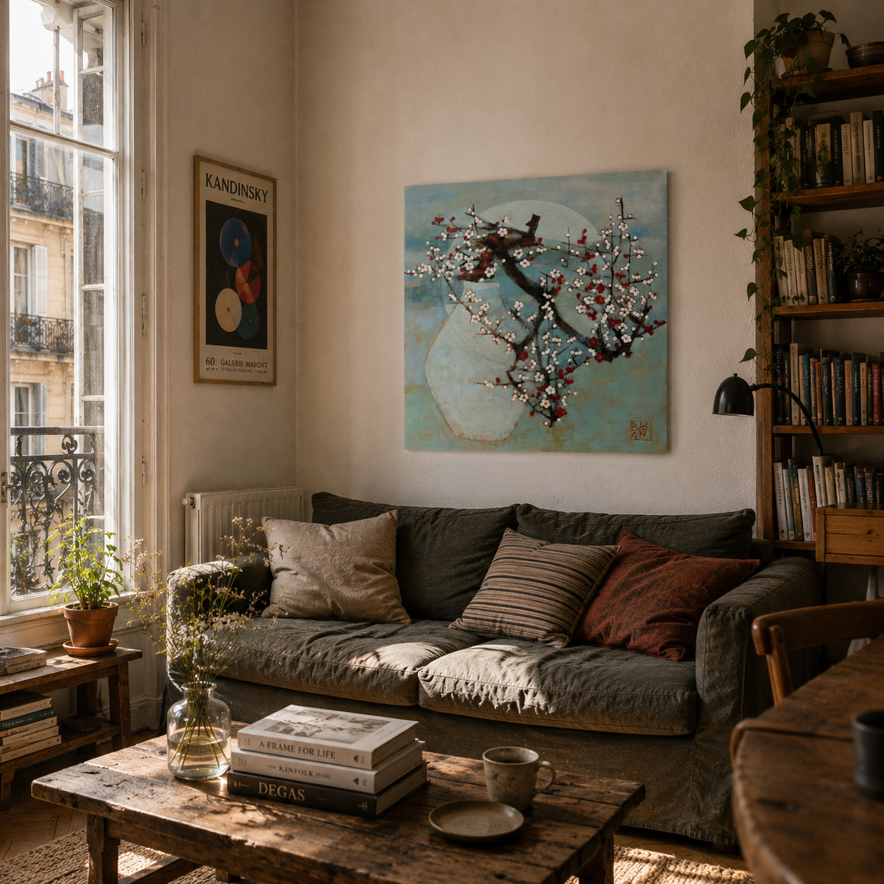 Tableau Amphore de JEONG MIN LEE dans un intérieur – 80 × 80 cm