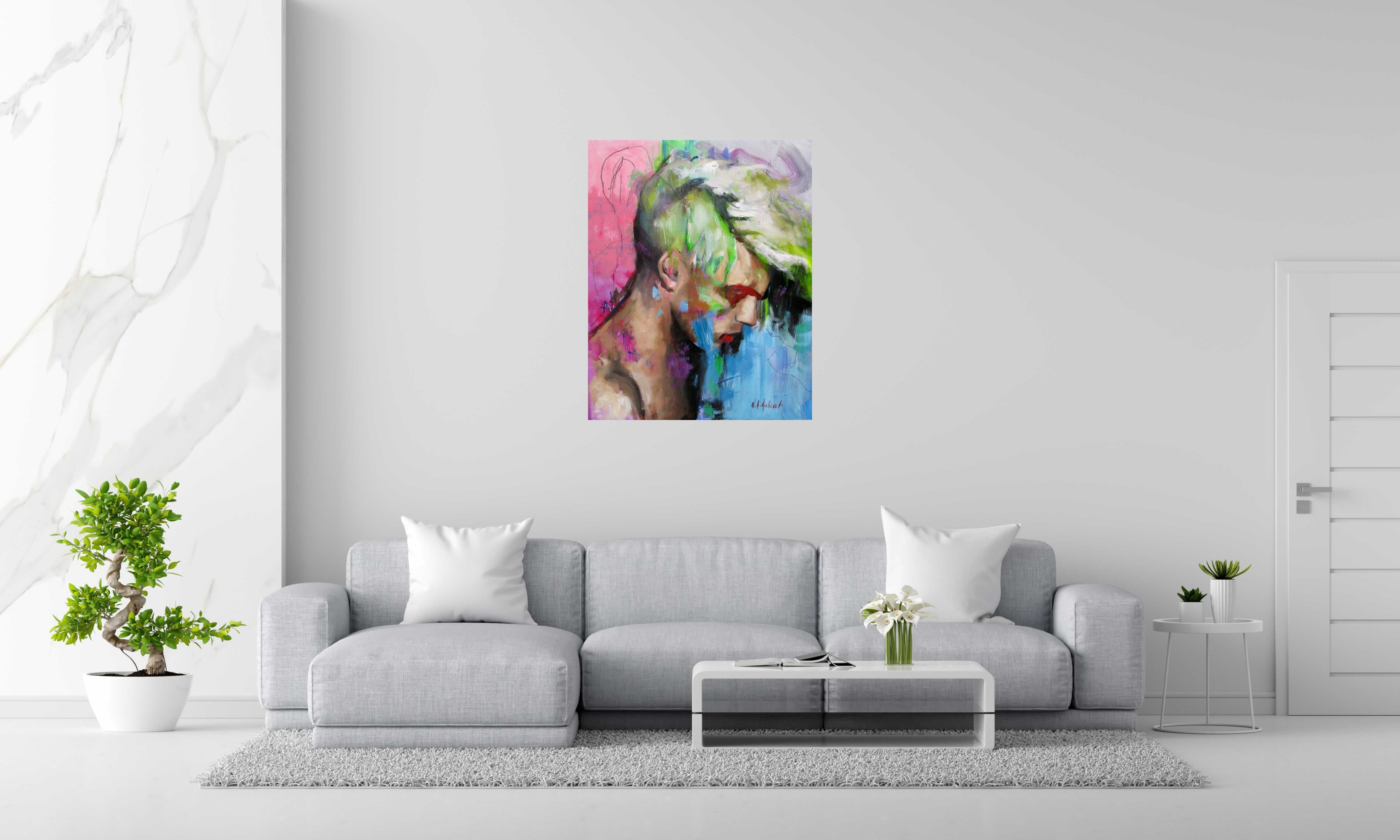 Tableau Irradiance de NAWEL AUBERT dans un intérieur – 80 × 100 cm