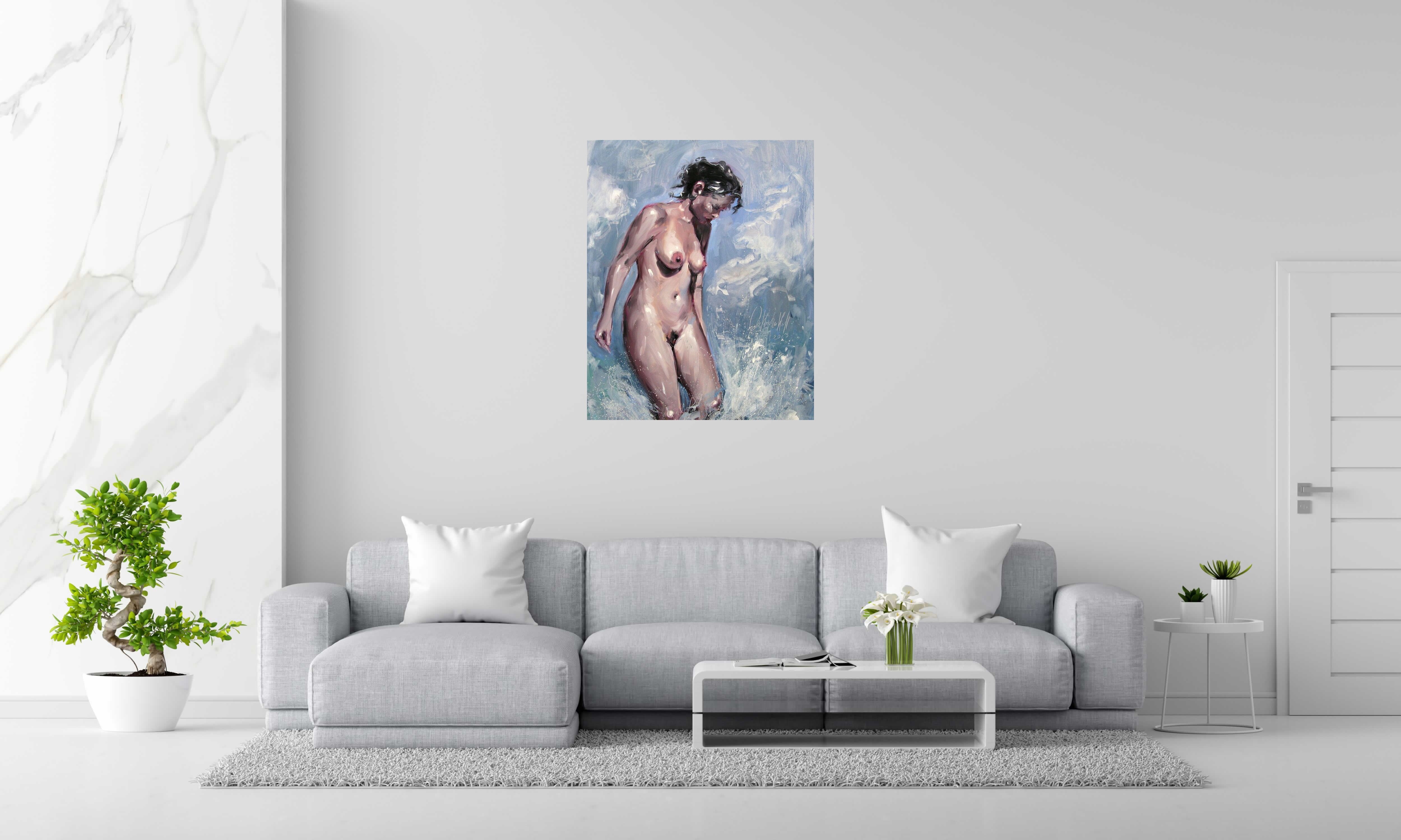 Tableau LA PLAGE de OLENA SINIUHINA dans un intérieur – 81 × 100 cm