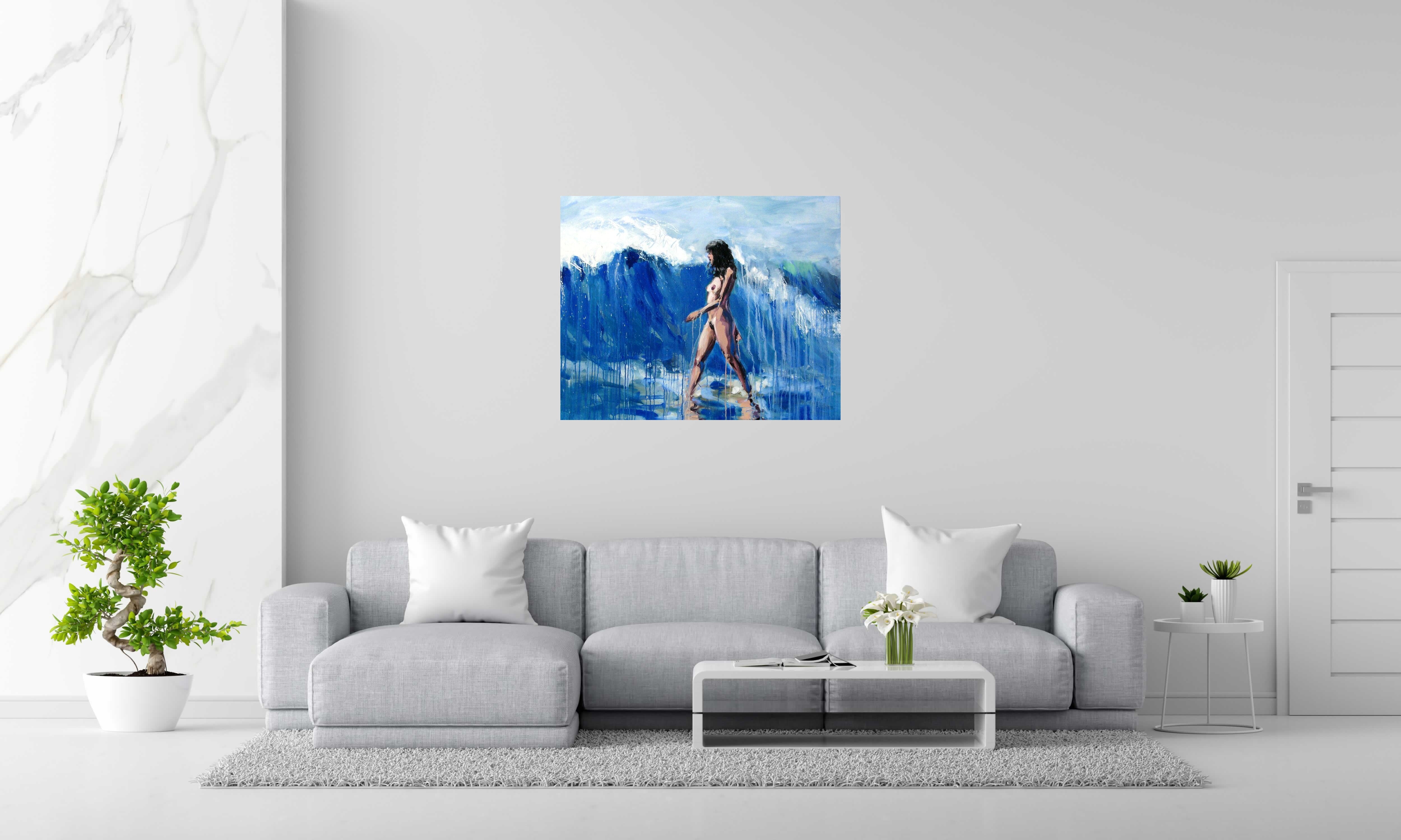 Tableau La vague de OLENA SINIUHINA dans un intérieur – 100 × 80 cm
