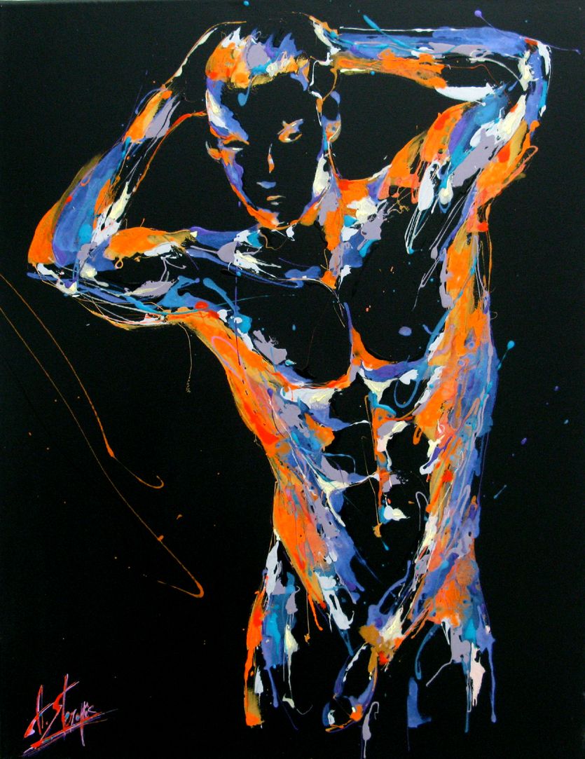 Tableau figuratif moyen format L'HUMEUR DE MINUIT – AMANDYNE S. – 60 × 80 cm
