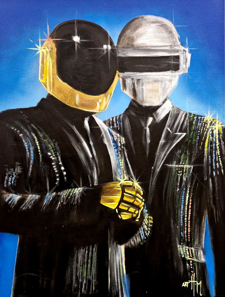 Tableau figuratif moyen format bleu Daft Punk – ART HM – 60 × 80 cm