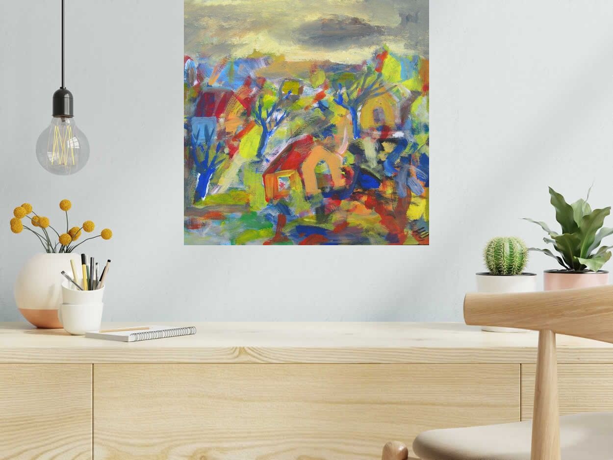 Tableau Pontoise-3 de IVAN TZONEV dans un intérieur – 50 × 50 cm