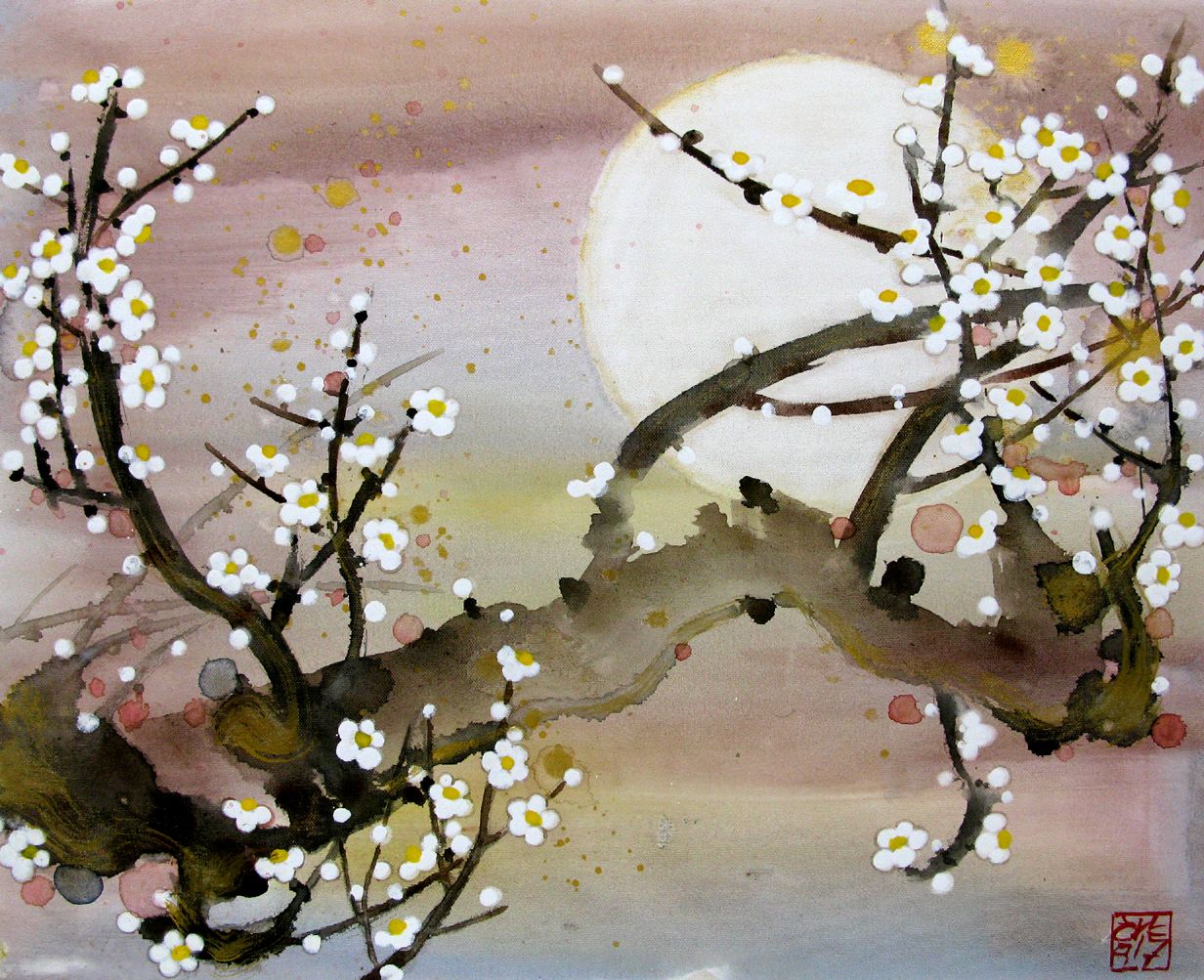 Tableau figuratif moyen format Sous la lune – JEONG MIN LEE – 50 × 61 cm