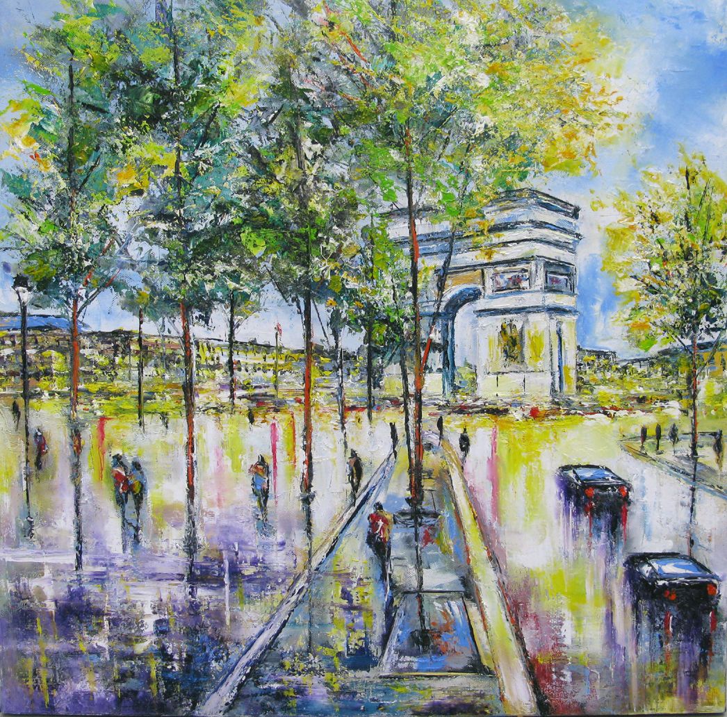 Tableau figuratif moyen format mauve L'Etoile, Paris – PHIL – 50 × 50 cm