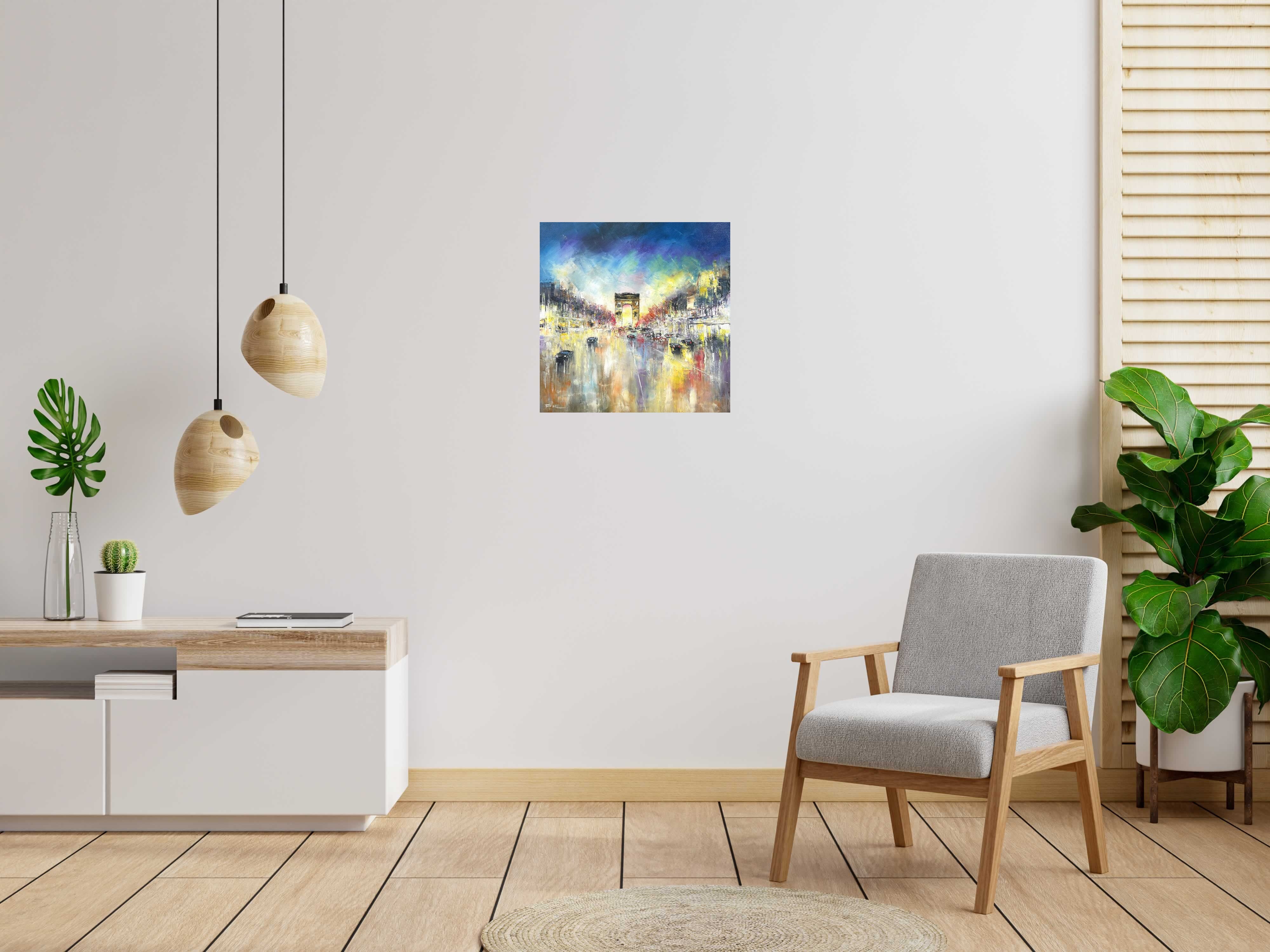 Tableau 19h00 sur les champs de PHIL dans un intérieur – 60 × 60 cm