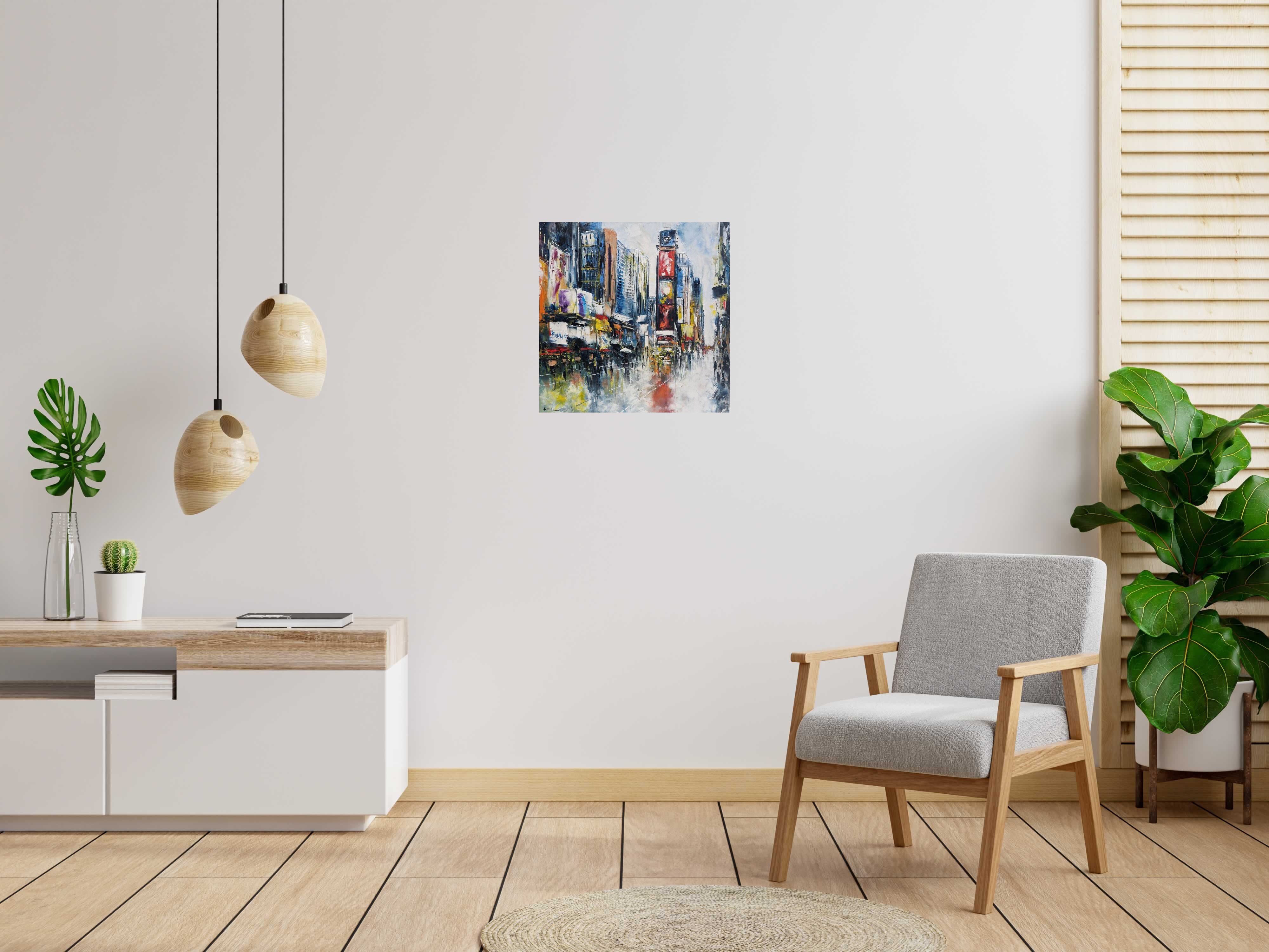 Tableau Extraordinary Times-Square de PHIL dans un intérieur – 60 × 60 cm