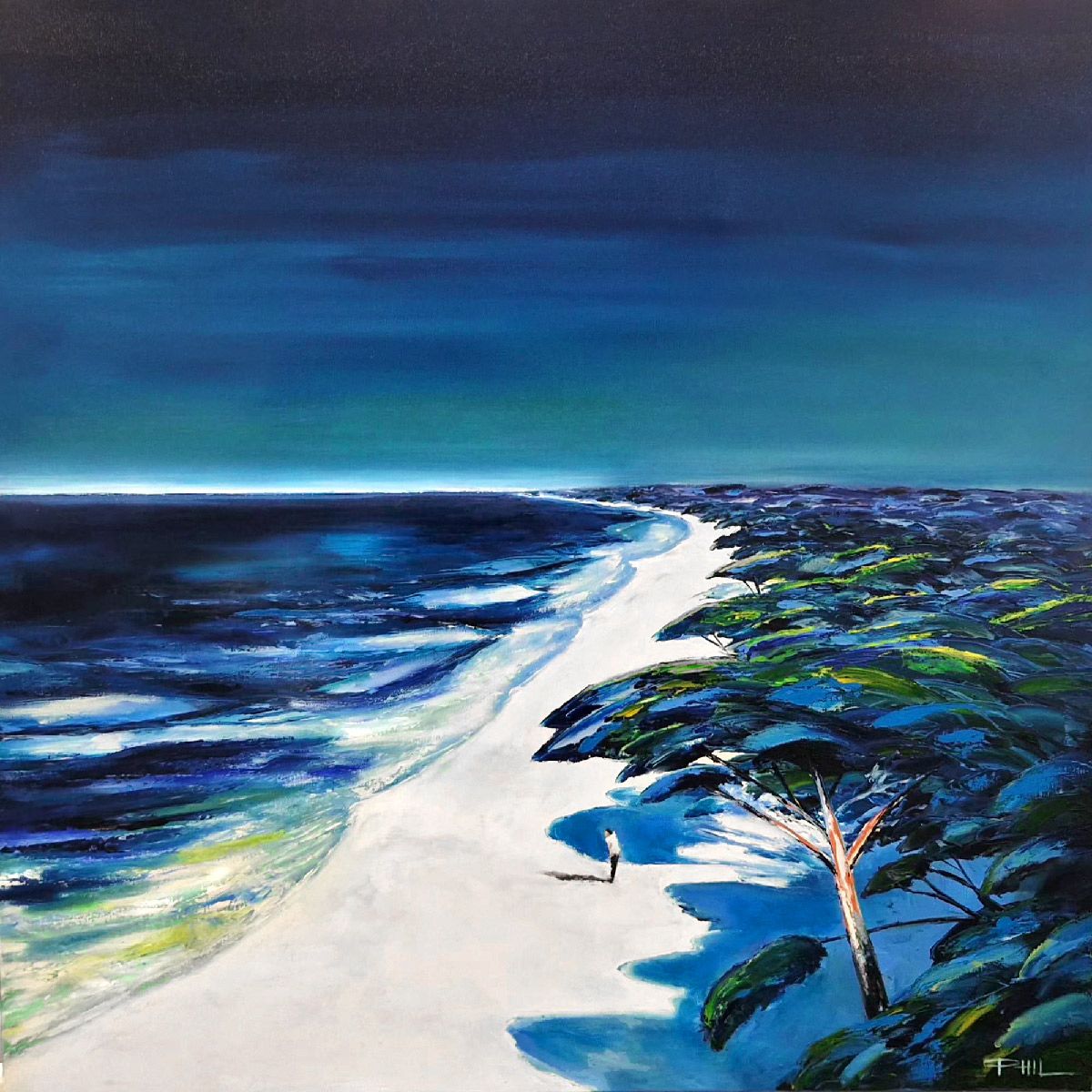 Tableau figuratif moyen format Meditation – PHIL – 70 × 70 cm