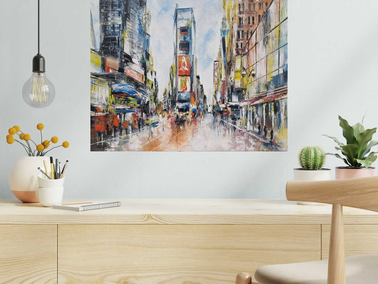 Tableau Sunday at Times Square de PHIL dans un intérieur – 65 × 50 cm