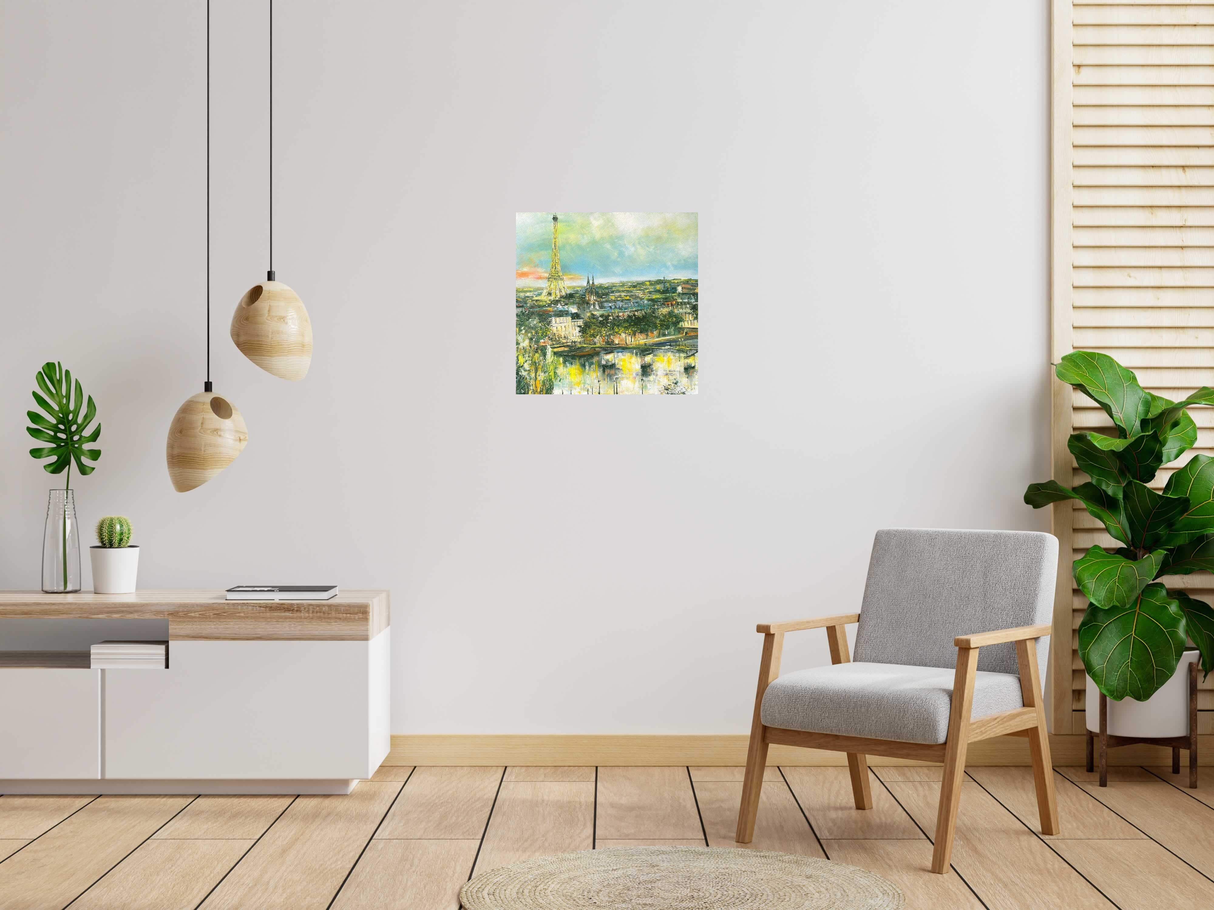 Tableau Vue sur la Seine de PHIL dans un intérieur – 60 × 60 cm