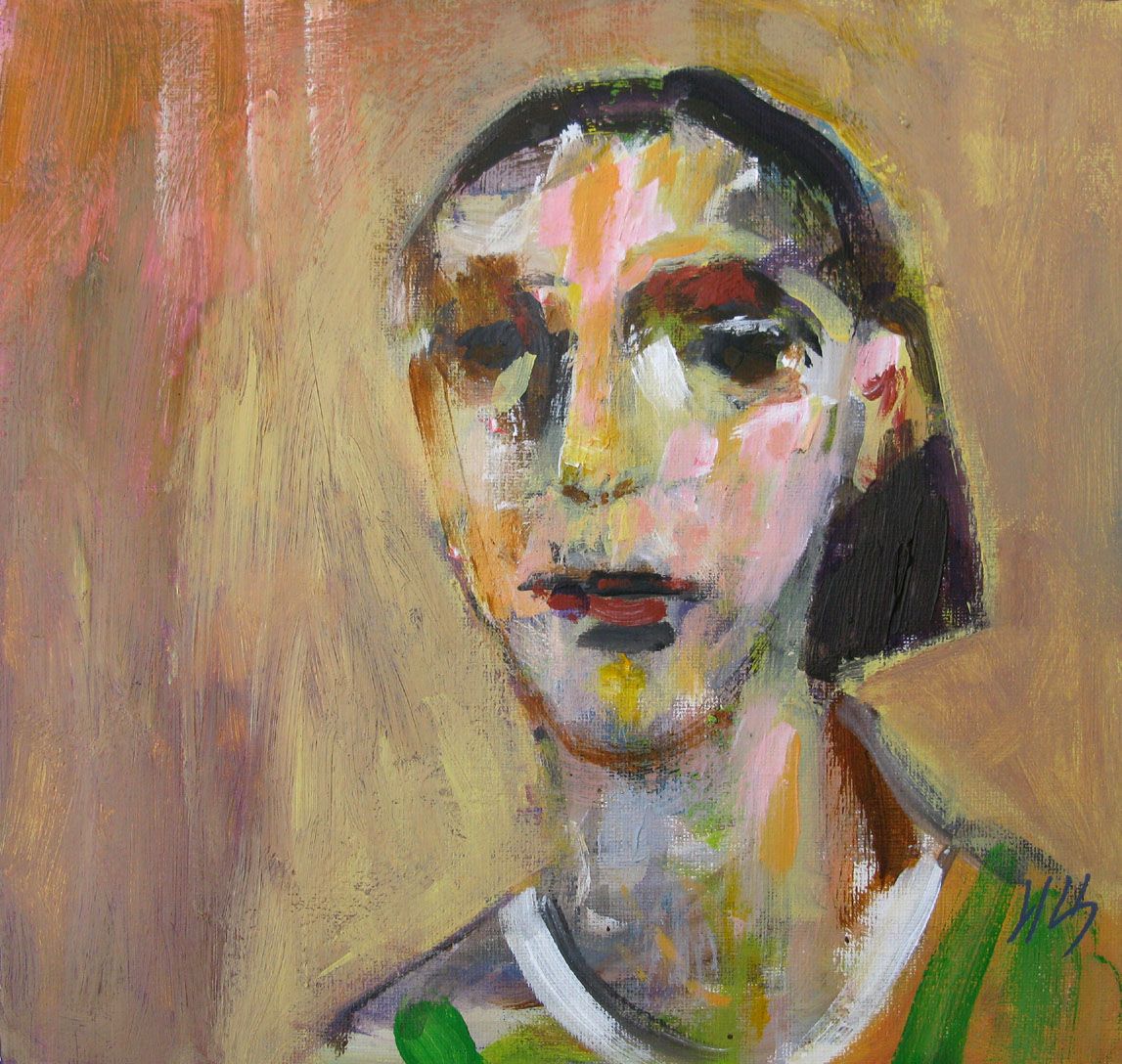 Tableau figuratif petit format Portrait-1 – IVAN TZONEV – 30 × 30 cm