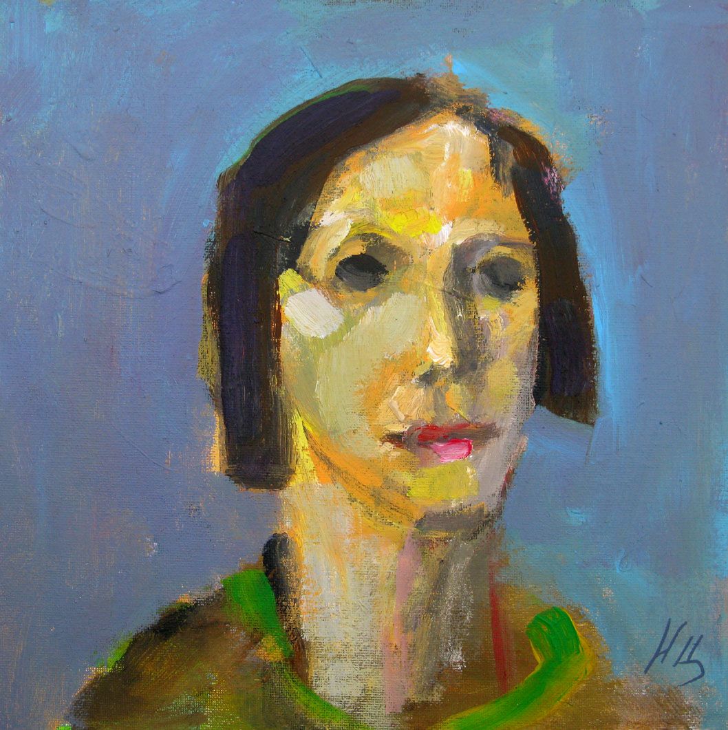 Tableau figuratif petit format Portrait-2 – IVAN TZONEV – 30 × 30 cm