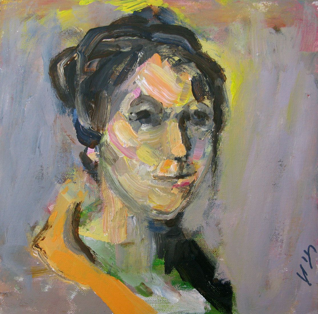 Tableau figuratif petit format Portrait-4 – IVAN TZONEV – 30 × 30 cm