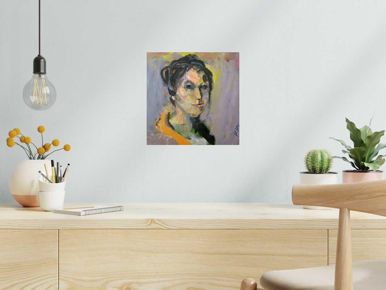 Tableau Portrait-4 de IVAN TZONEV dans un intérieur – 30 × 30 cm