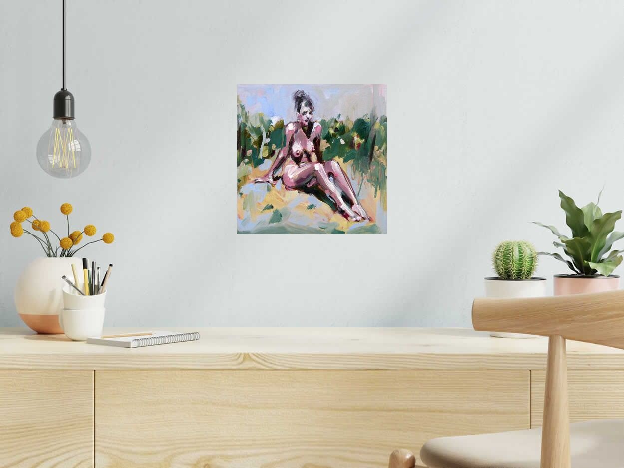 Tableau La plage de OLENA SINIUHINA dans un intérieur – 30 × 30 cm