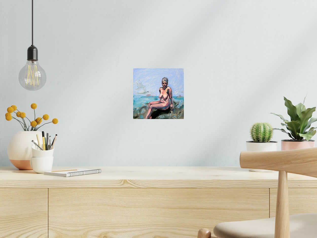 Tableau Le lundi de OLENA SINIUHINA dans un intérieur – 20 × 20 cm