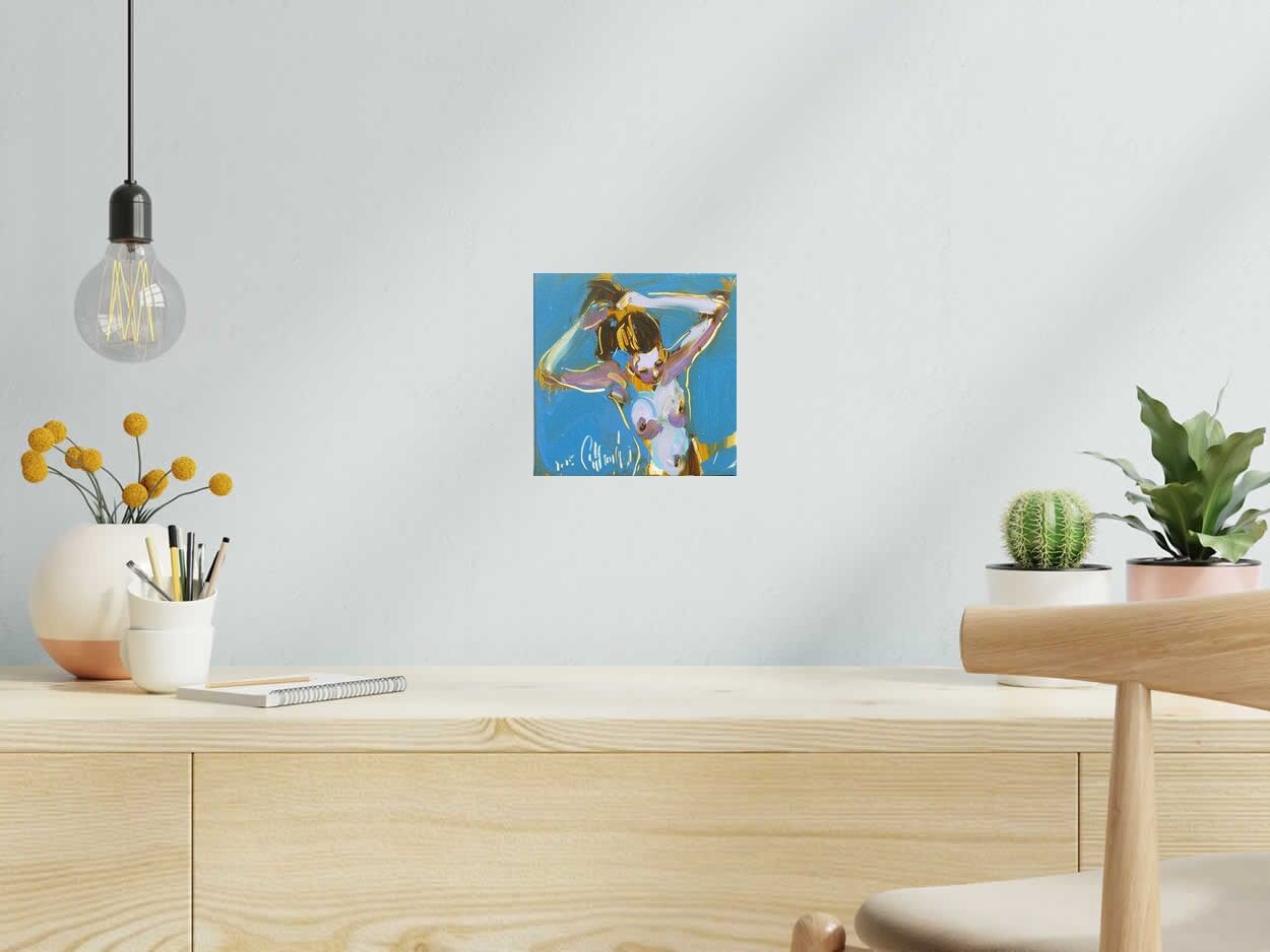 Tableau leona 4 de OLENA SINIUHINA dans un intérieur – 20 × 20 cm