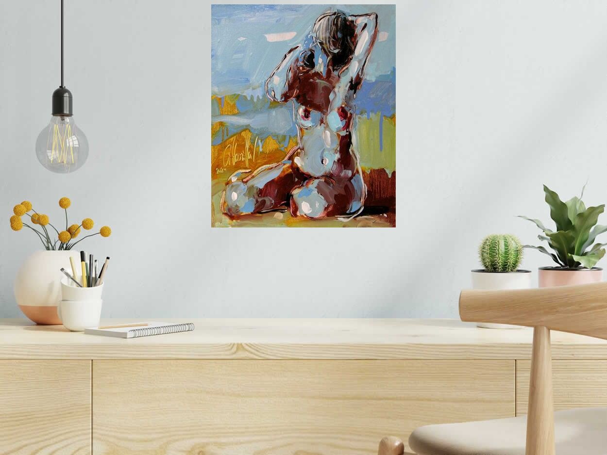 Tableau Sara 2 de OLENA SINIUHINA dans un intérieur – 38 × 46 cm