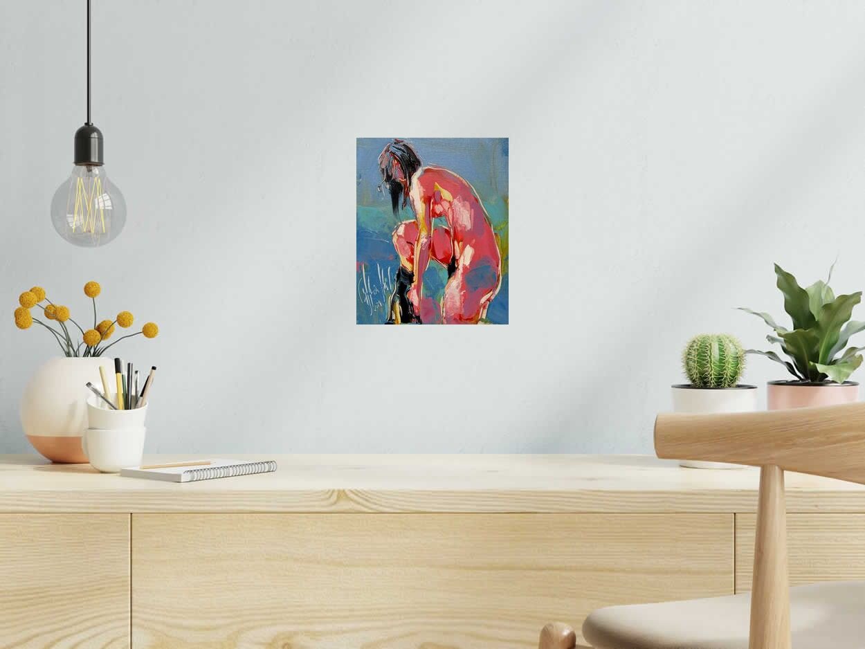 Tableau Tôt le matin de OLENA SINIUHINA dans un intérieur – 22 × 27 cm