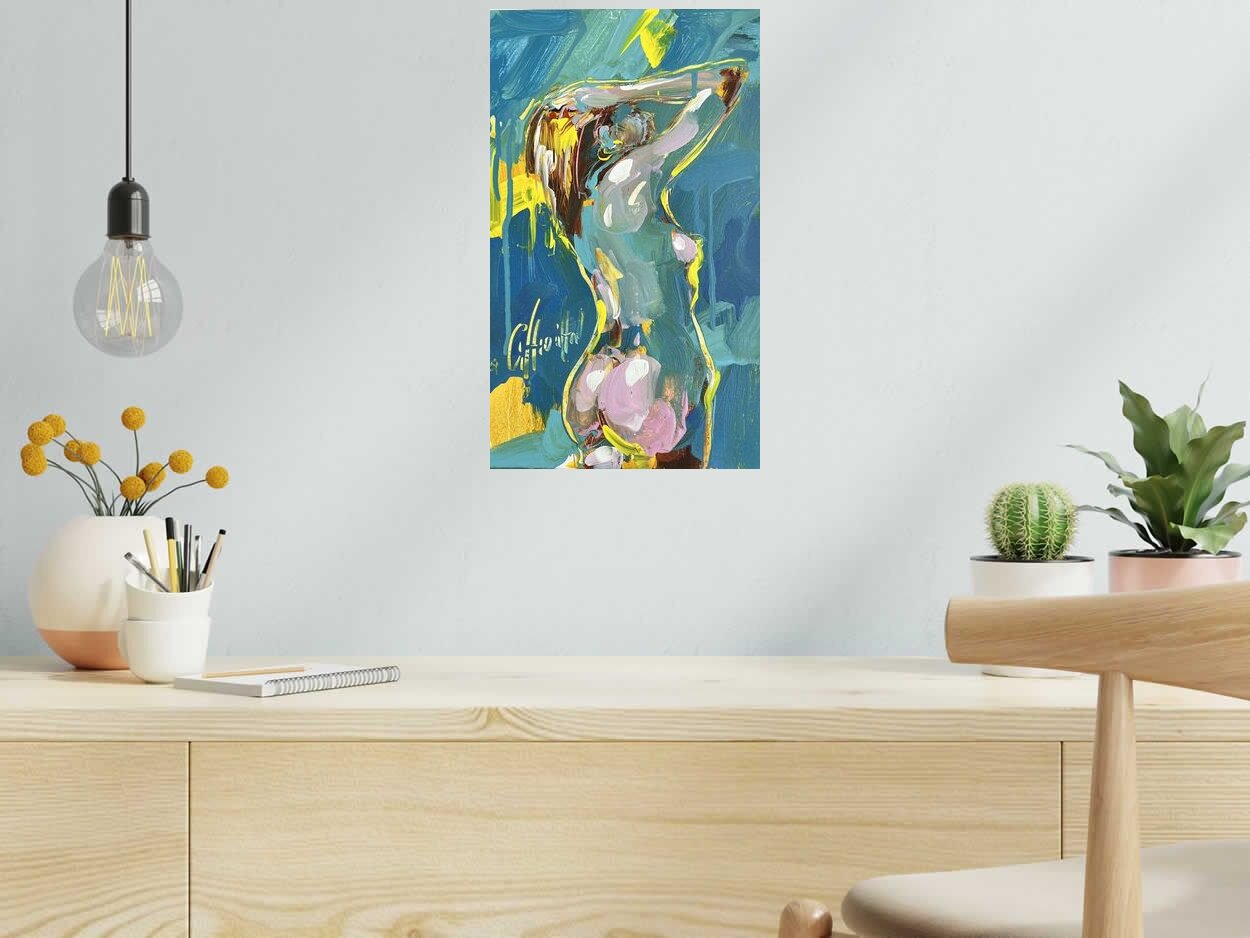 Tableau Un moment avec Tania de OLENA SINIUHINA dans un intérieur – 27 × 46 cm