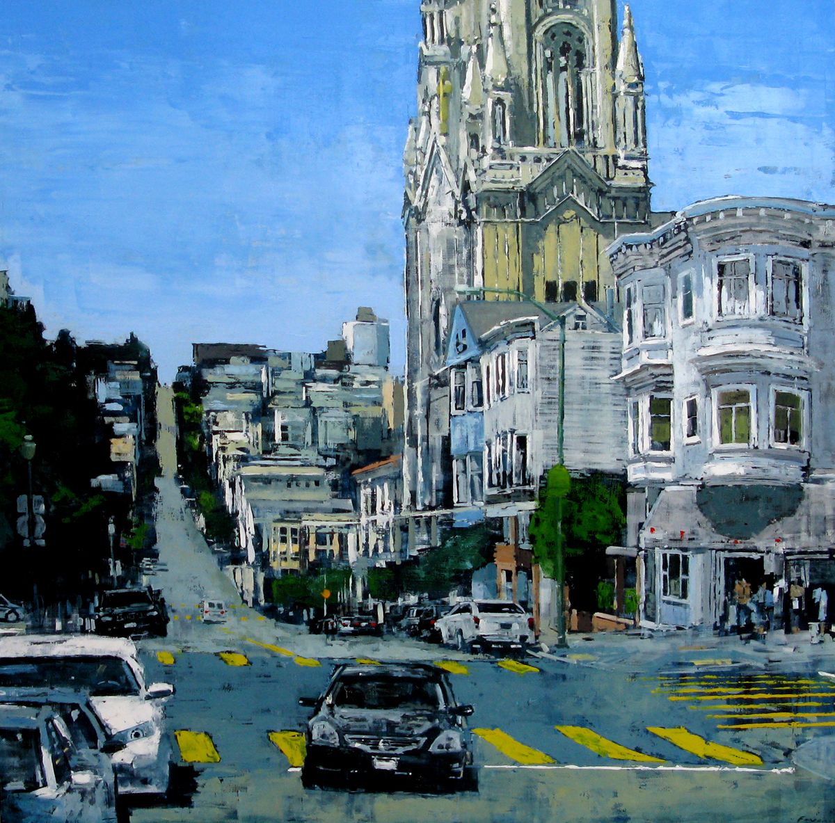 Tableau figuratif très grand format FILBERT ST – ADRIEN FAVEAU – 120 × 120 cm