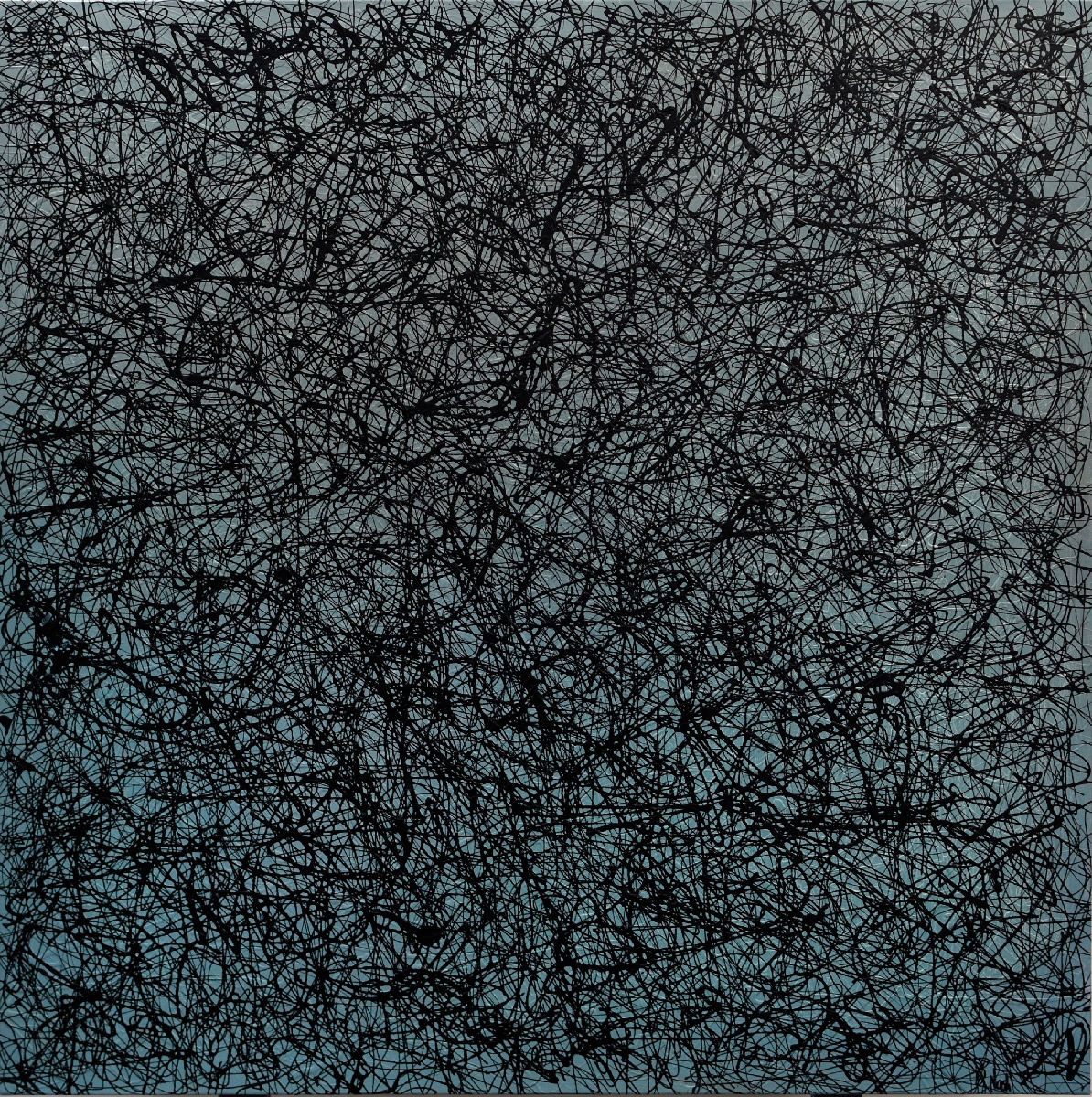 Tableau format xxl bleu et noir Pacific Side – NASH – 100 × 100 cm