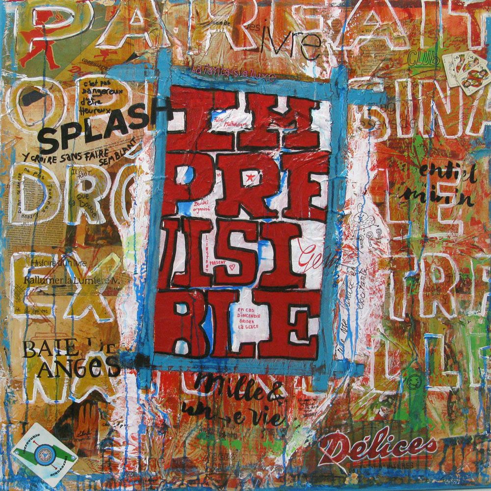 Tableau format xxl IMPREVISIBLE – CACOU – 80 × 80 cm