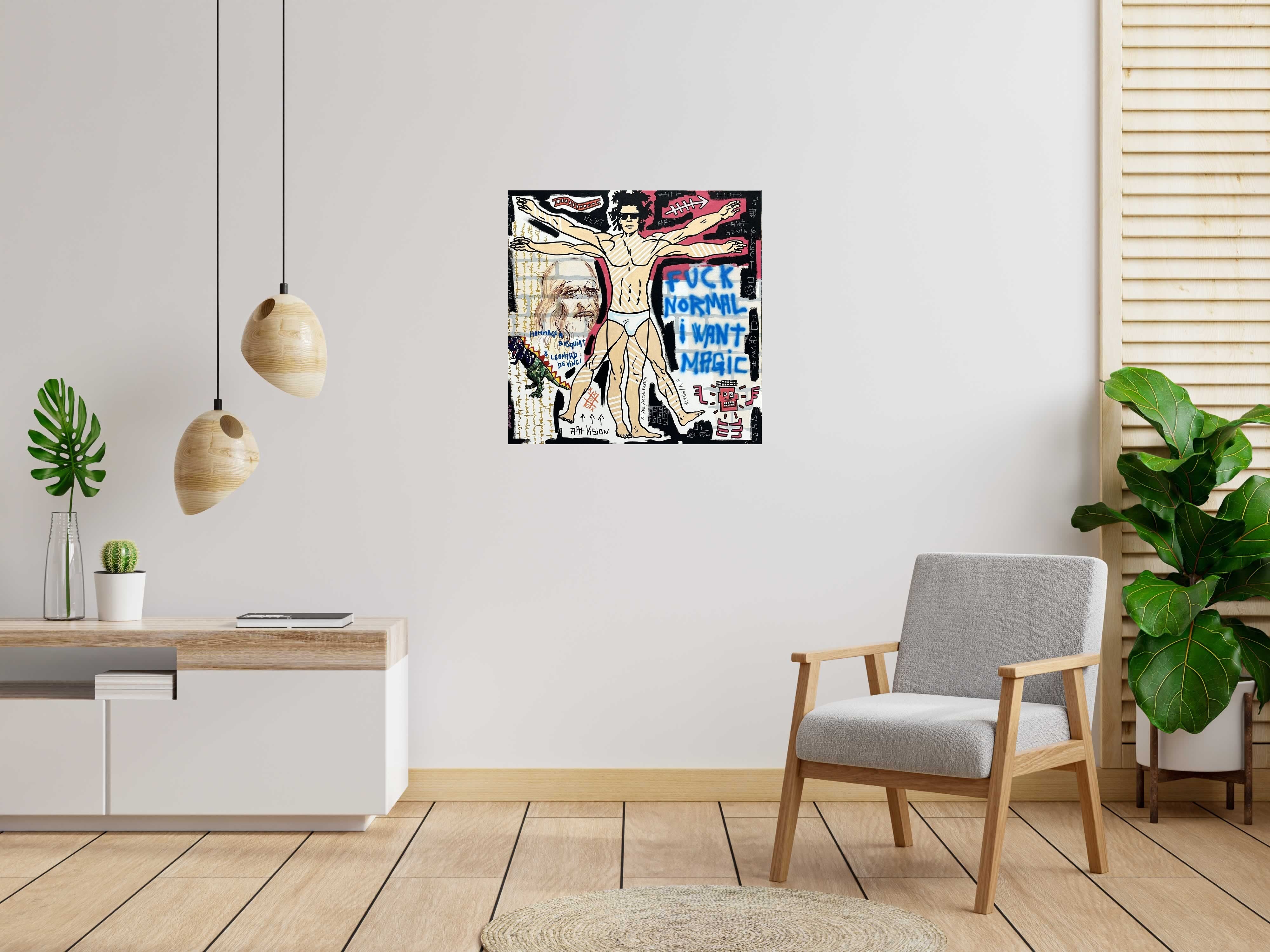Tableau fuck norrmal i want magic de Patrice ALMODOVAR dans un intérieur – 80 × 80 cm