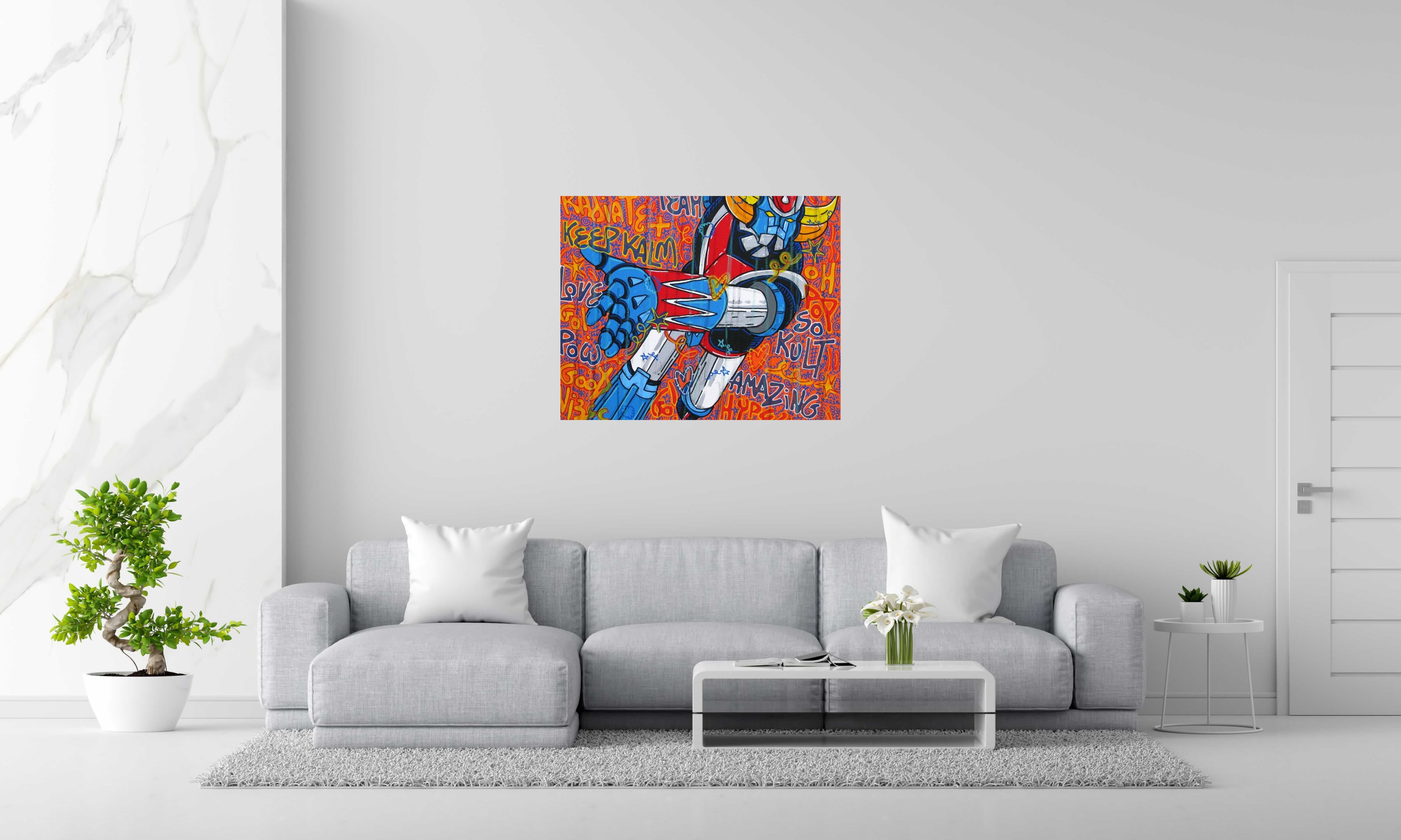 Tableau Radiate + Goldorak de RICO SAB dans un intérieur – 100 × 80 cm