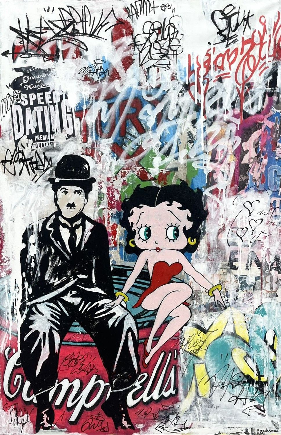 Tableau graffiti format xxl Speed Dating – PATRICIA GADISSEUR – 90 × 138 cm